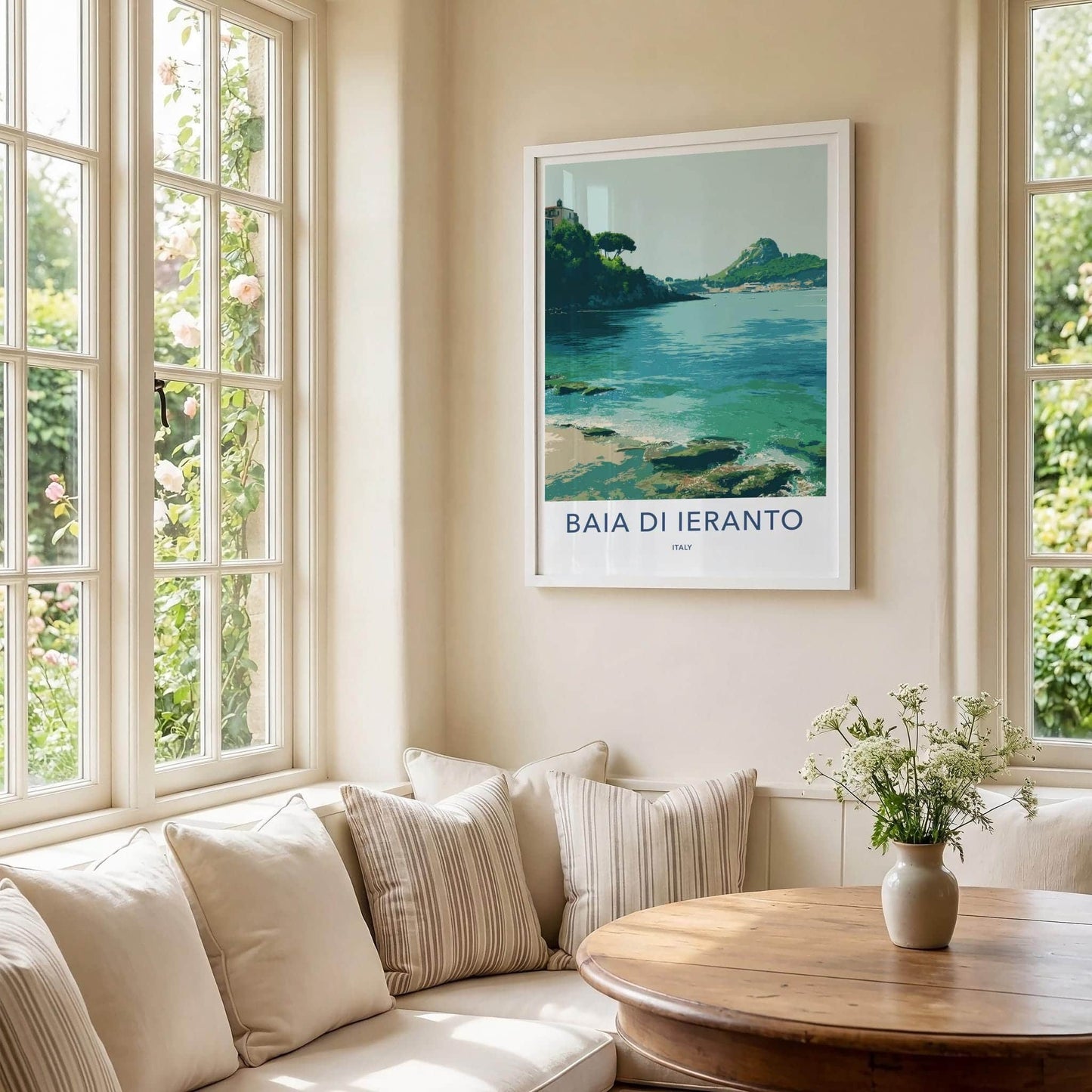 Baia Di Ieranto Poster - Italy Travel Art - Tranquil Bay Scene Wall Decor