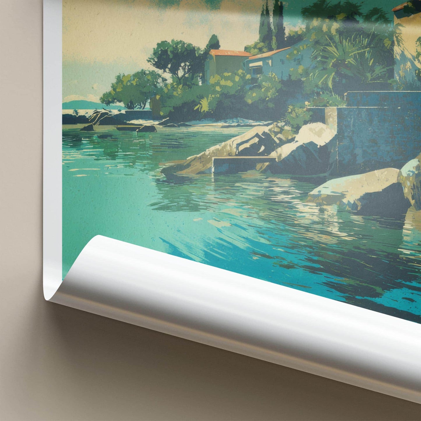 Baia di Ieranto Poster - Italy Travel Art - Turquoise Coastal Home Decor