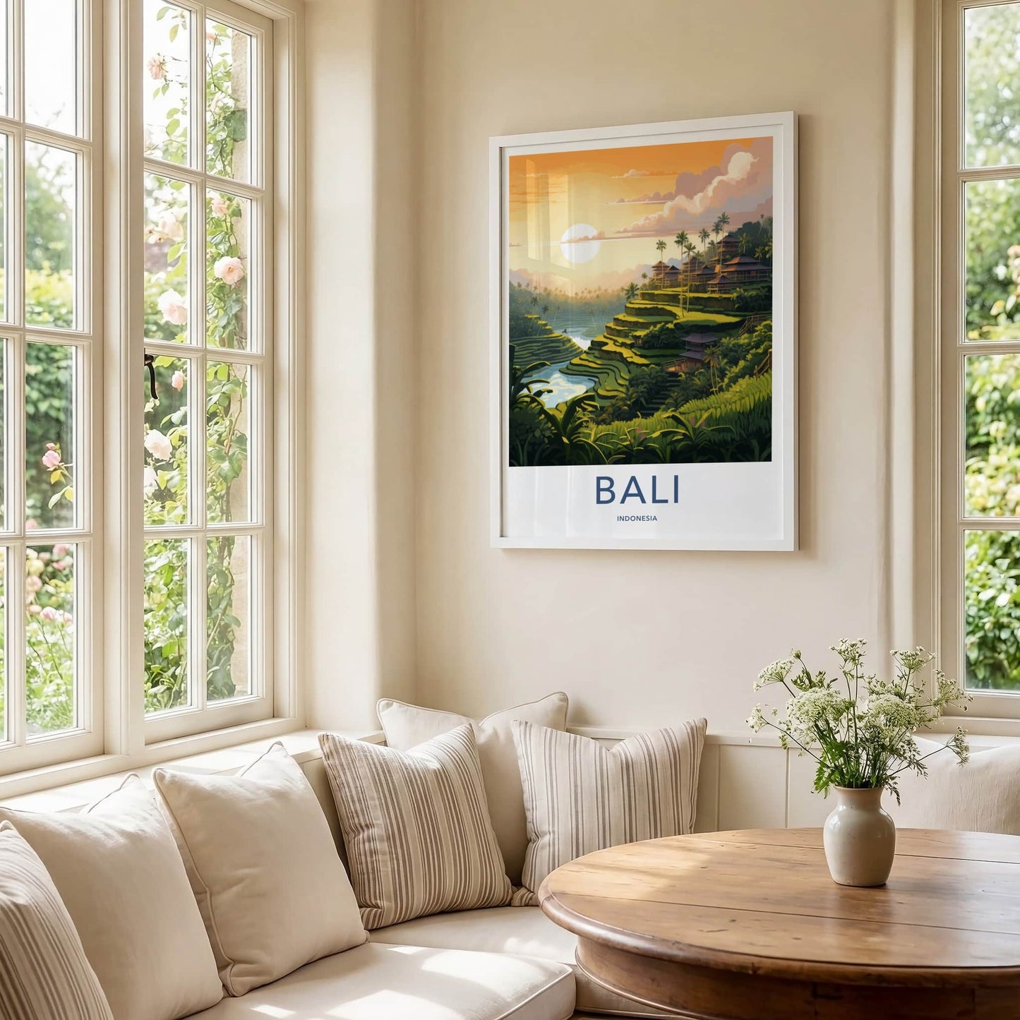 Bali Poster - Indonesia Travel Art - Terraced Rice Paddies Home Decor