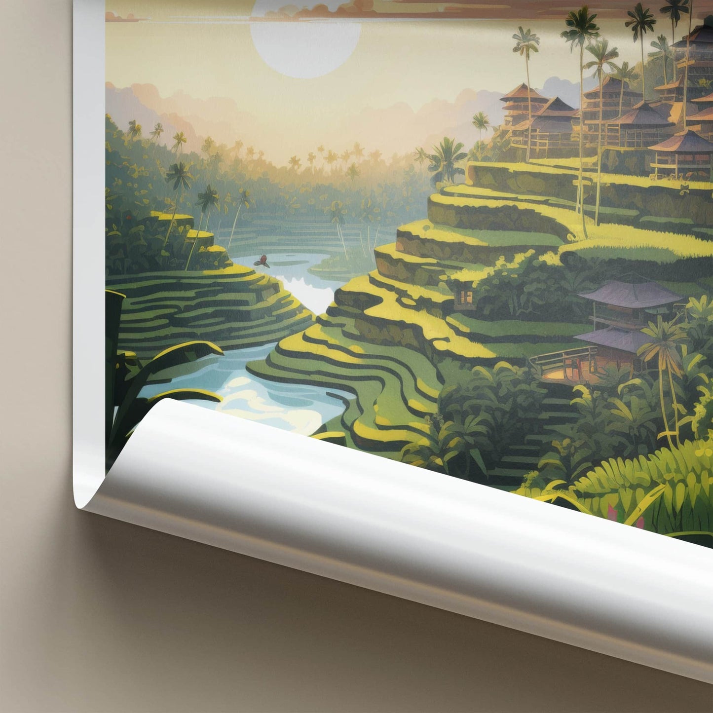 Bali Poster - Indonesia Travel Art - Terraced Rice Paddies Home Decor