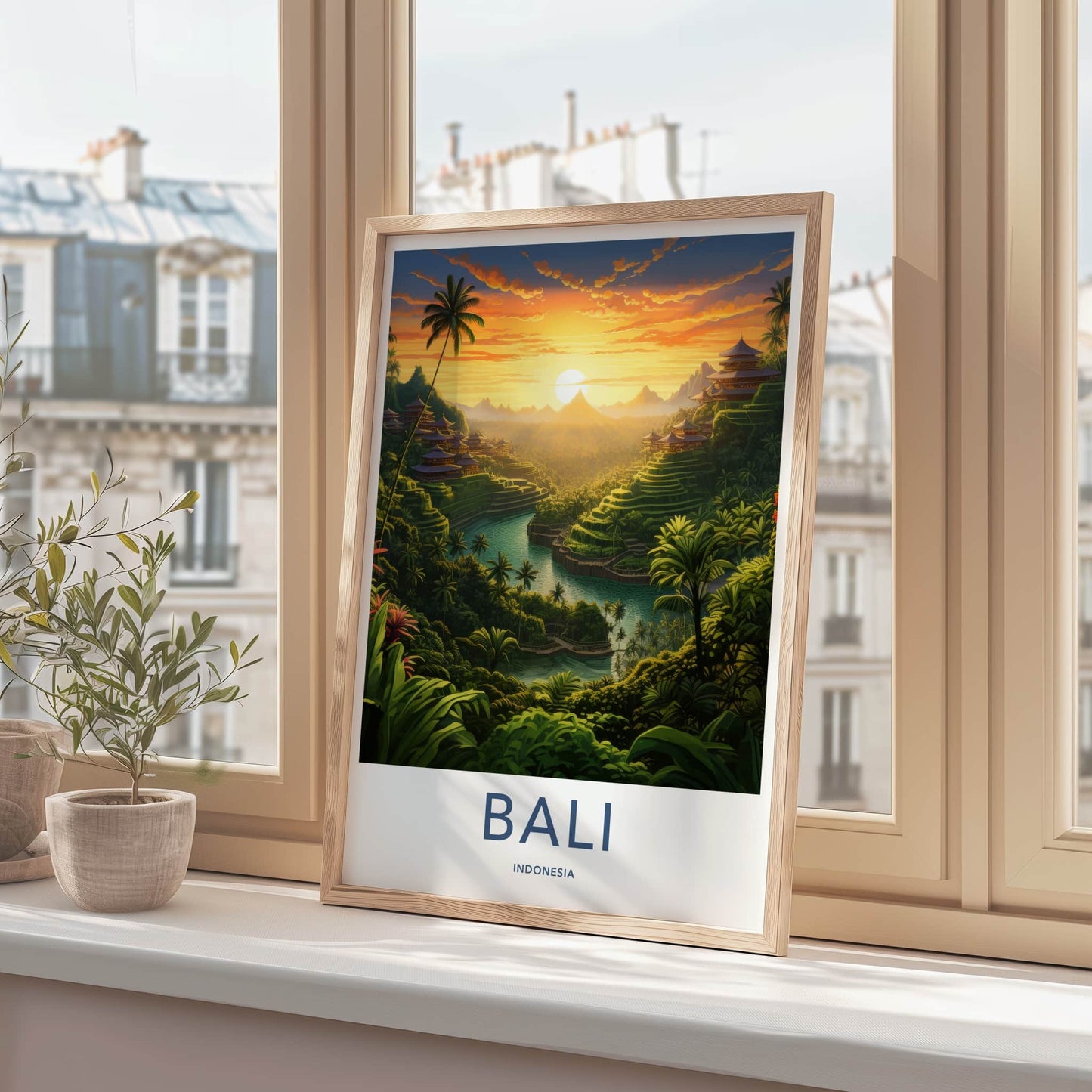 Bali Poster - Indonesia Travel Print - Tropical Jungle Temples Lounge Decor