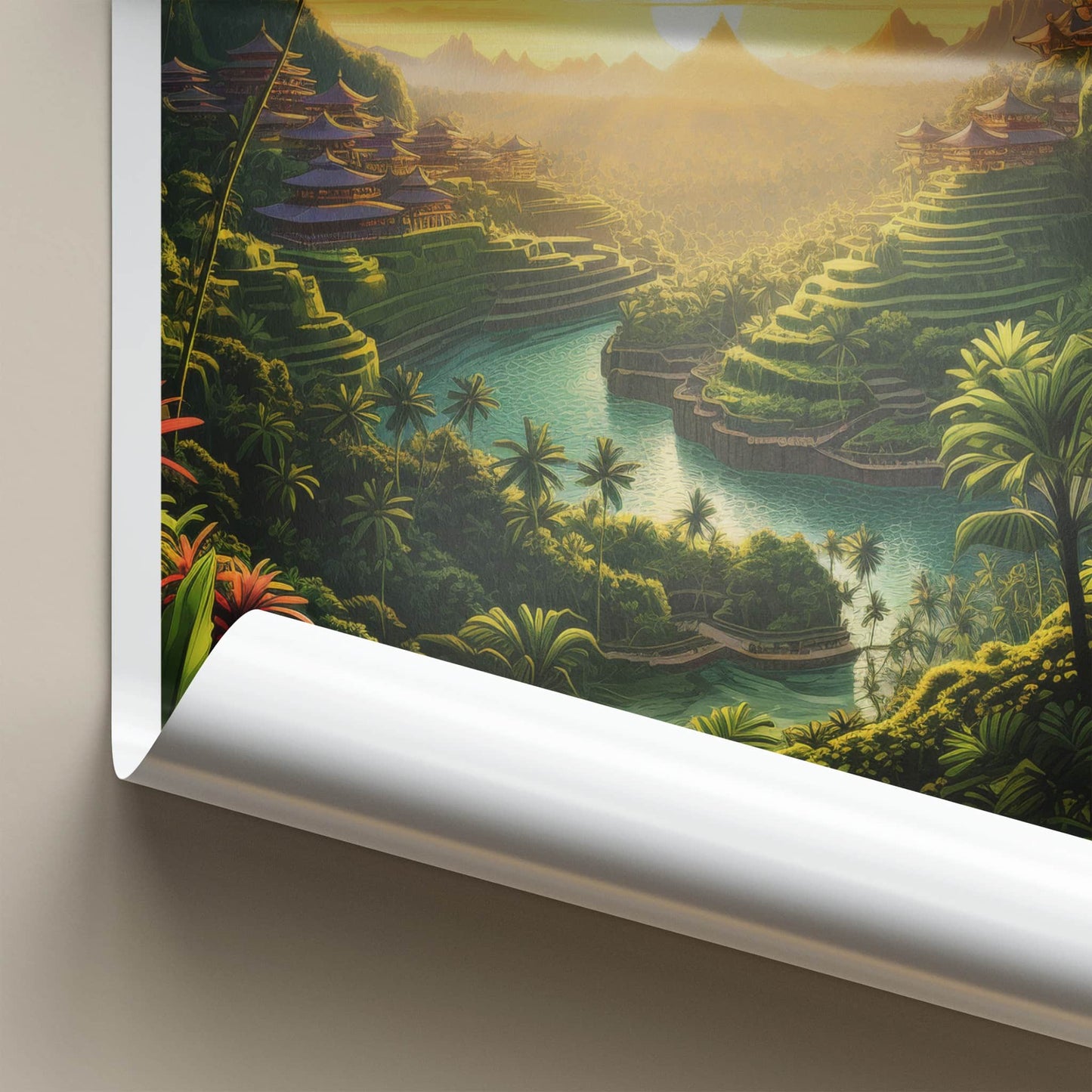 Bali Poster - Indonesia Travel Print - Tropical Jungle Temples Lounge Decor