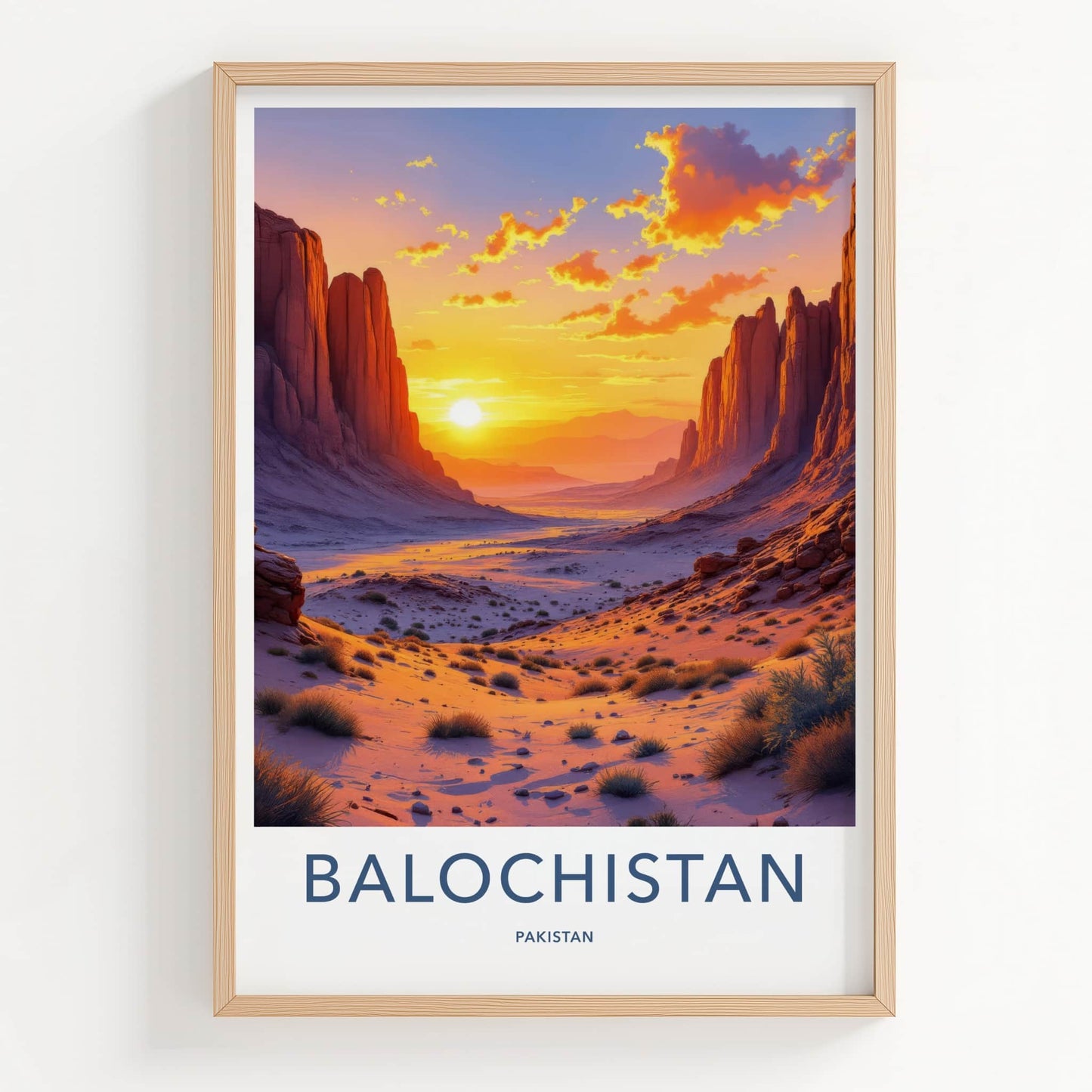 Balochistan Poster - Pakistan Art Print - Desert Canyon Sunset Home Decor