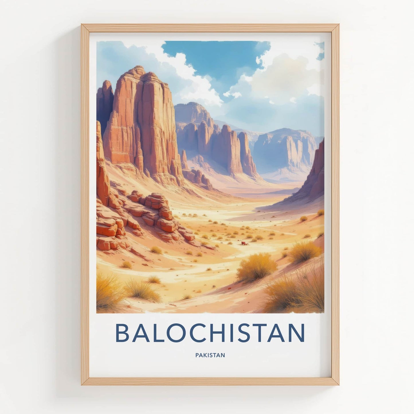 Balochistan Poster - Pakistan Travel Art - Towering Rock Canyon Wall Decor