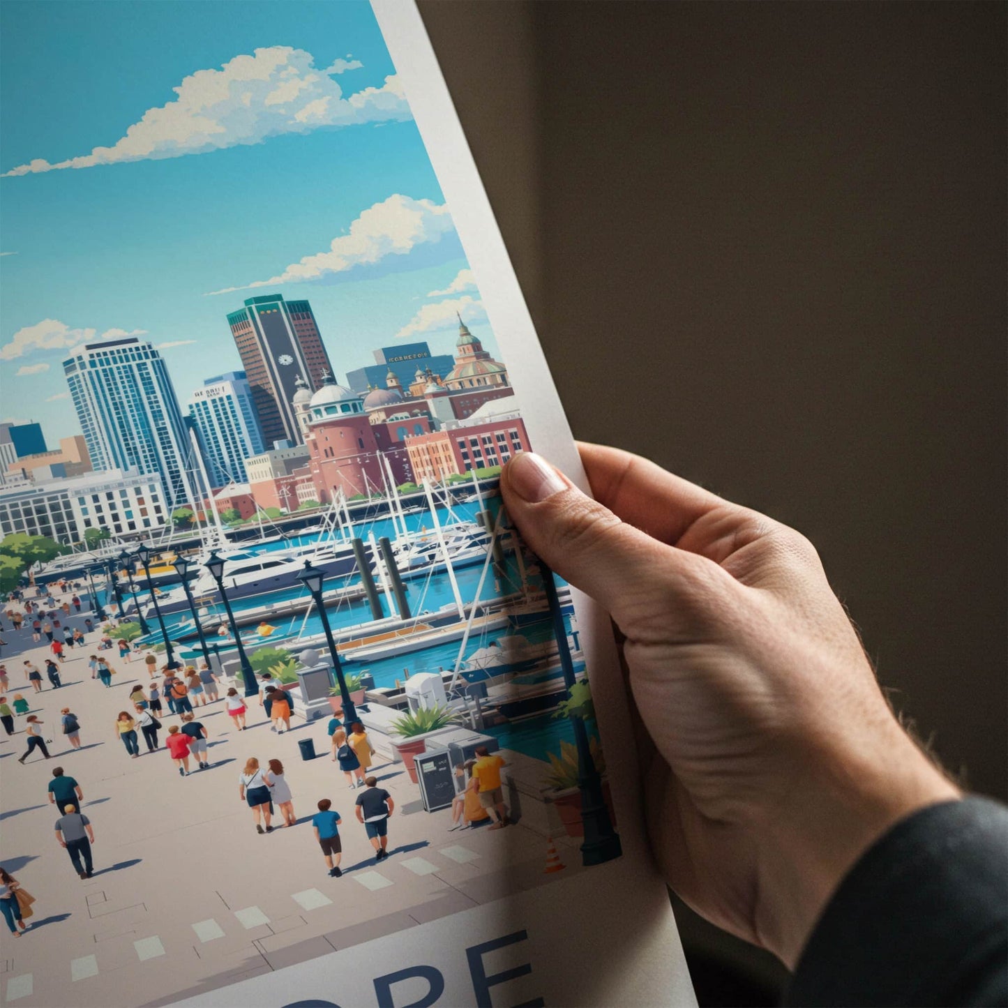 Baltimore Poster - Maryland Travel Art - Vibrant City Harbor Home Decor