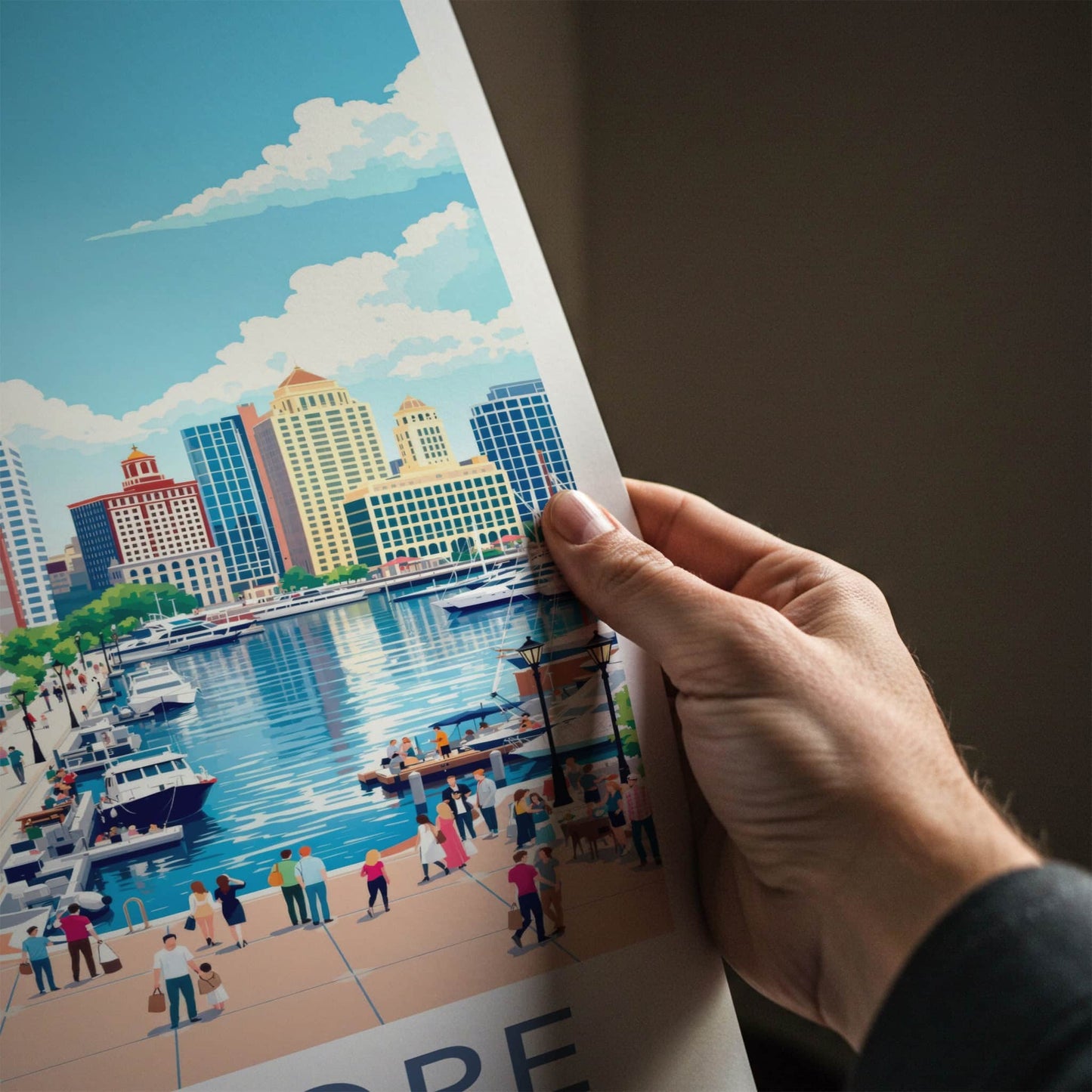 Baltimore Poster - Maryland Travel Art - Vibrant Harborfront Scene Home Decor