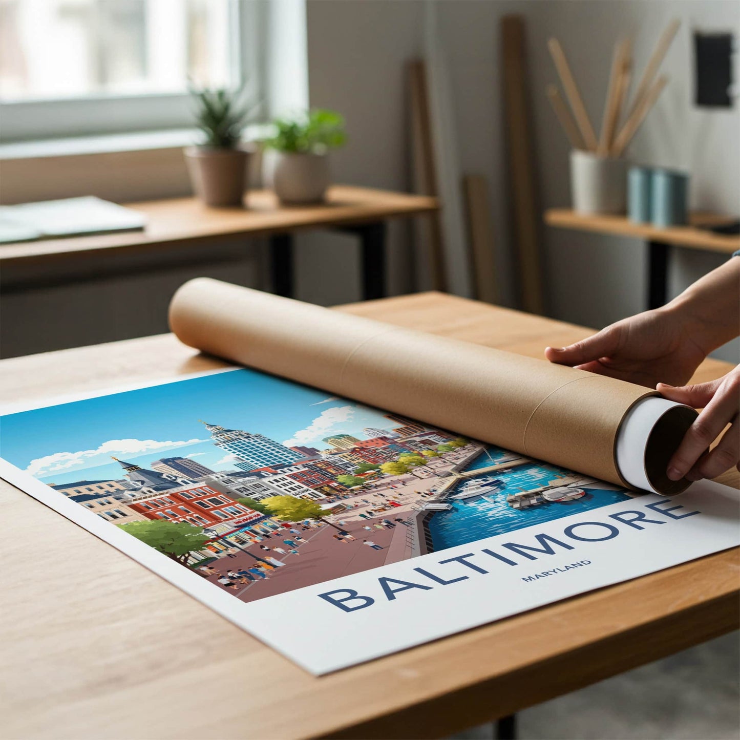 Baltimore Poster - Maryland Wall Art - Lively City Harbor Home Decor