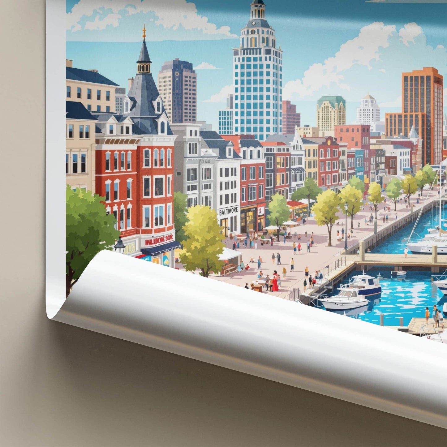 Baltimore Poster - Maryland Wall Art - Lively City Harbor Home Decor