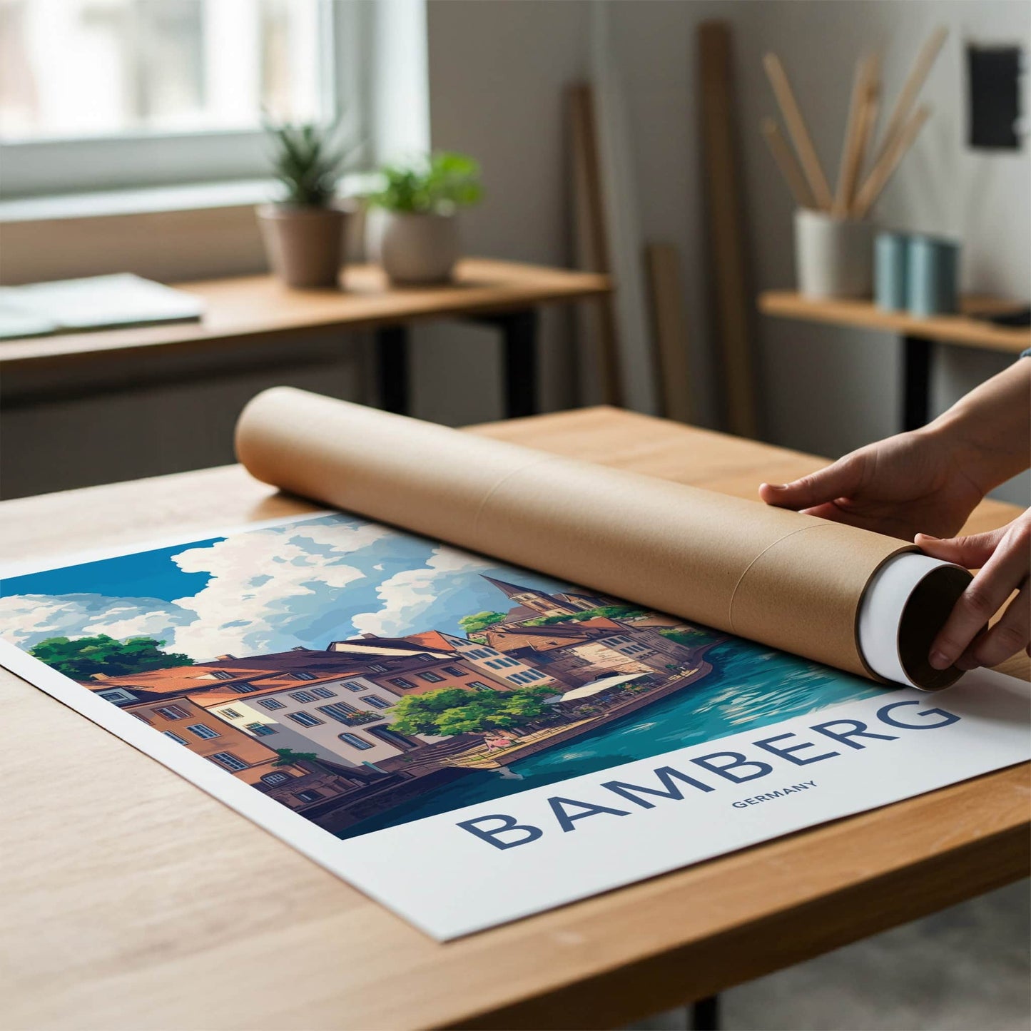 Bamberg Poster - Germany Travel Art - Historic River Town Wall Decor