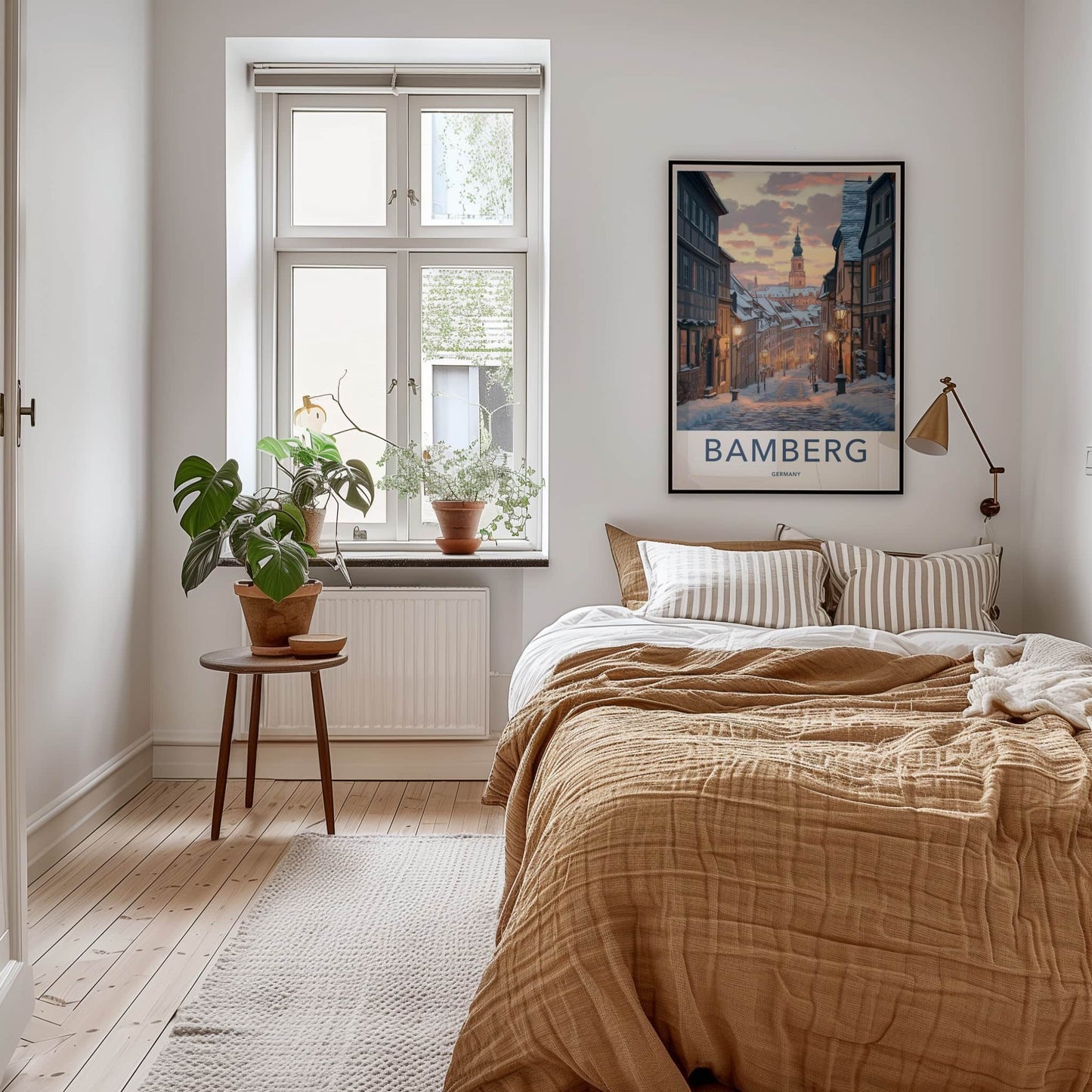 Bamberg Poster - Germany Travel Art - Illuminated Winter Street Home Decor