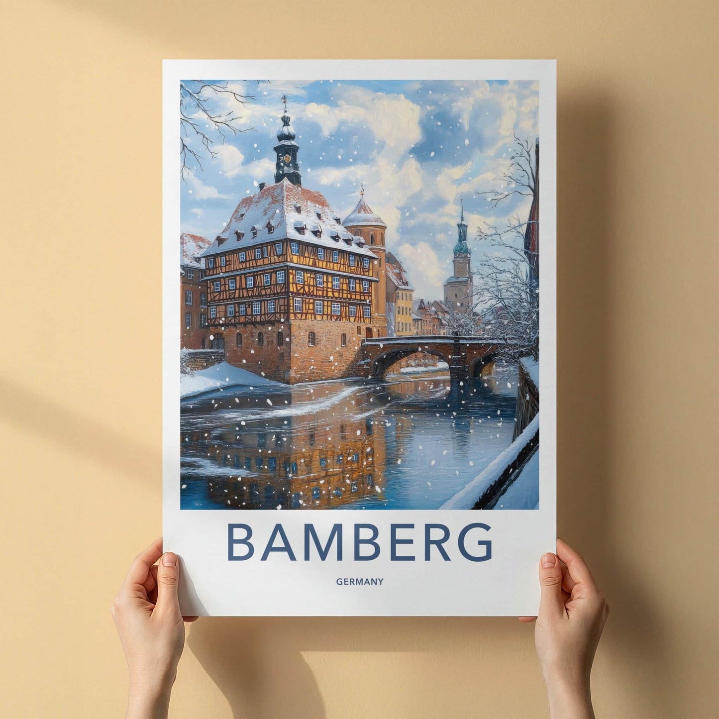 Bamberg Poster - Germany Travel Art - Snowy River Town Home Decor