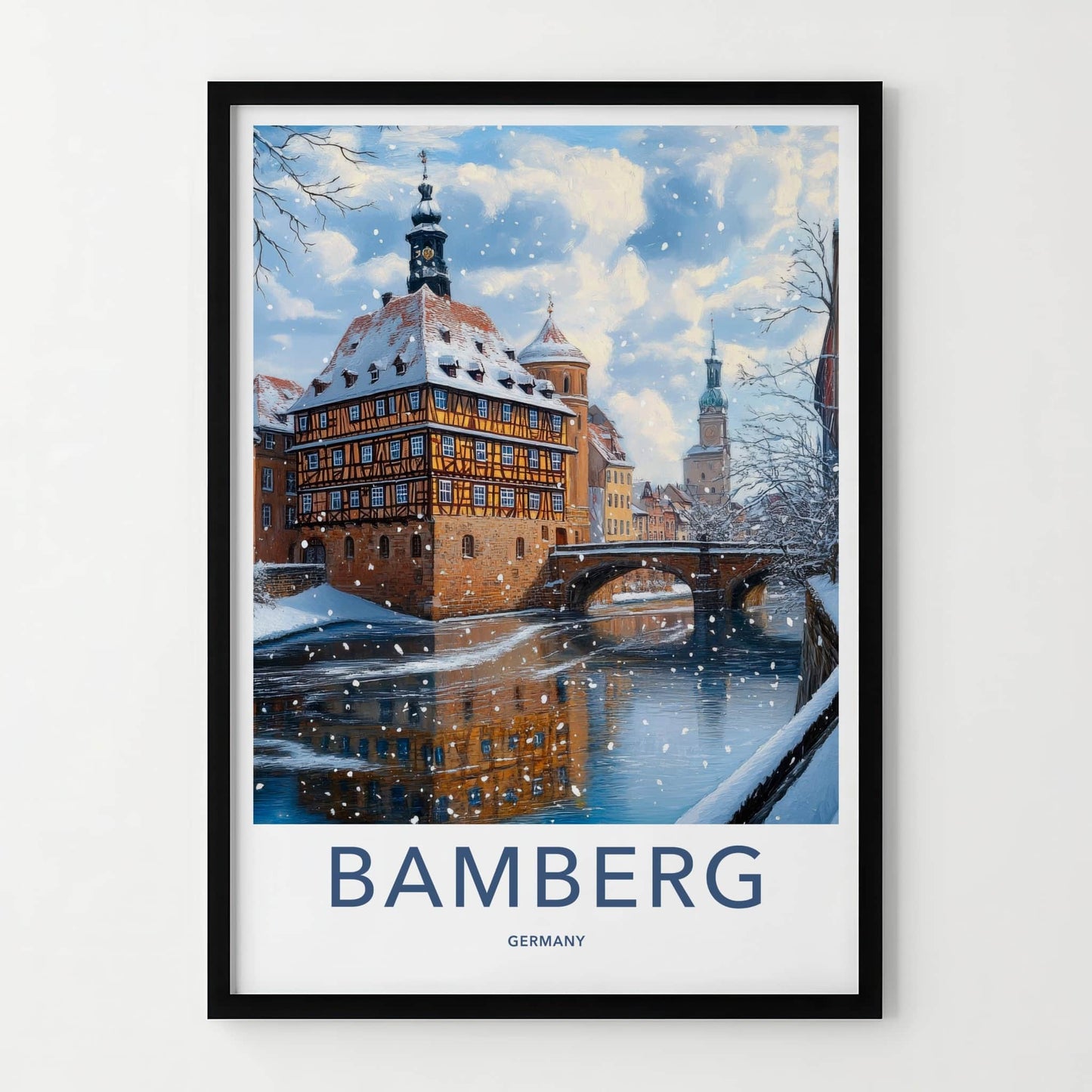 Bamberg Poster - Germany Travel Art - Snowy River Town Home Decor