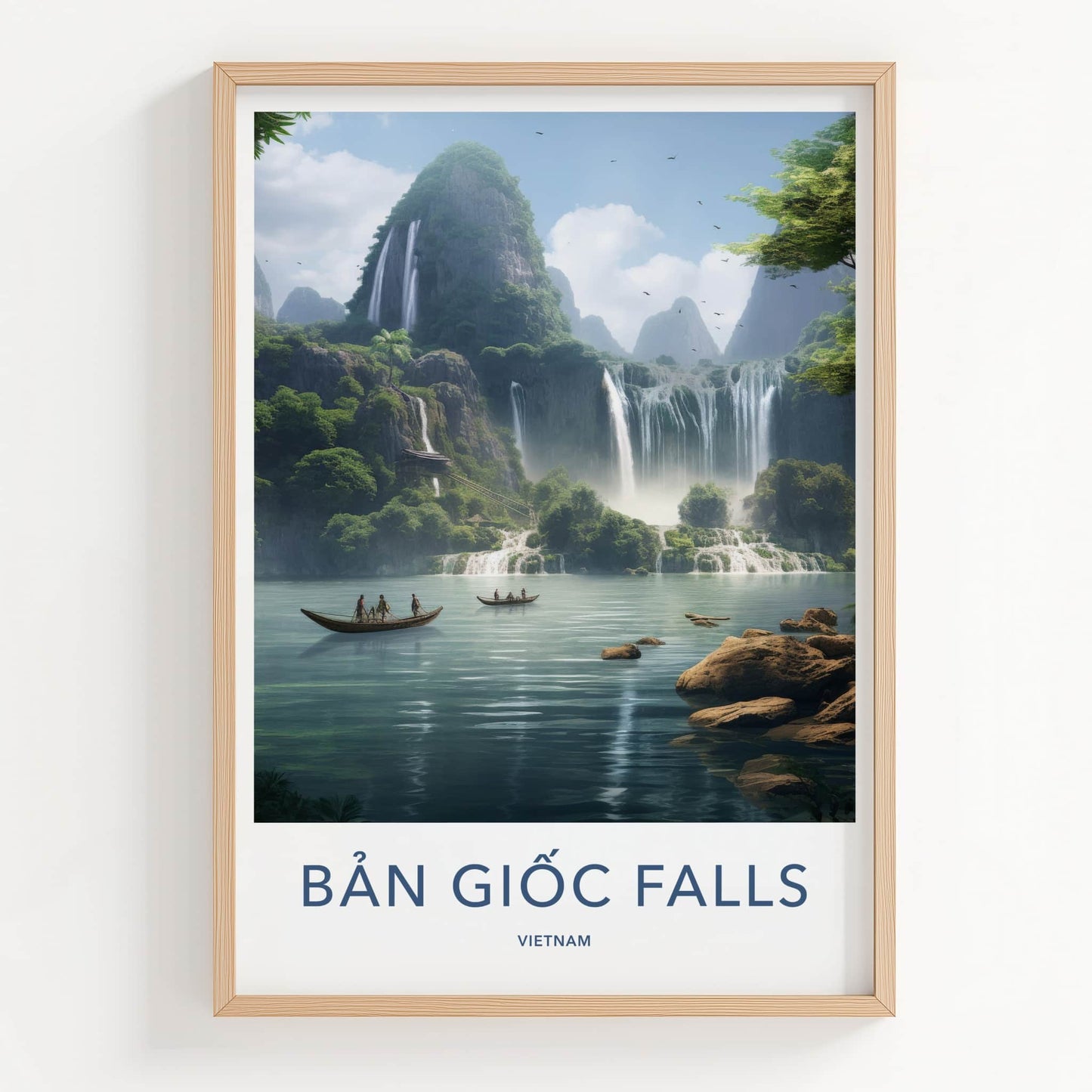 Ban Gioc Falls Poster - Vietnam Travel Art - Mountain River Falls Home Decor
