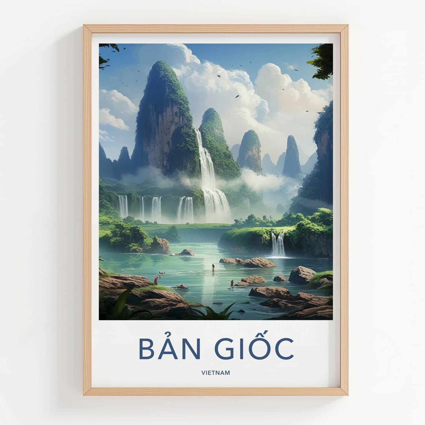 Ban Gioc Poster - Vietnam Travel Art - Lush Waterfall Landscape Home Decor