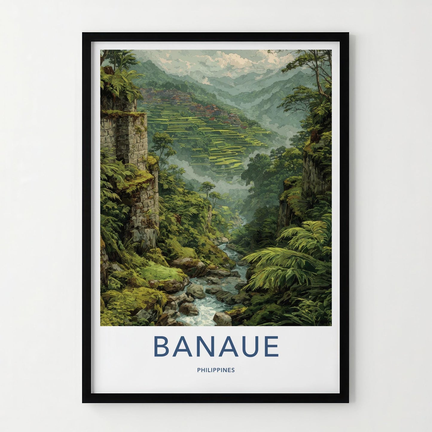 Banaue Poster - Philippines Travel Art - Ancient Green Terraces Wall Decor