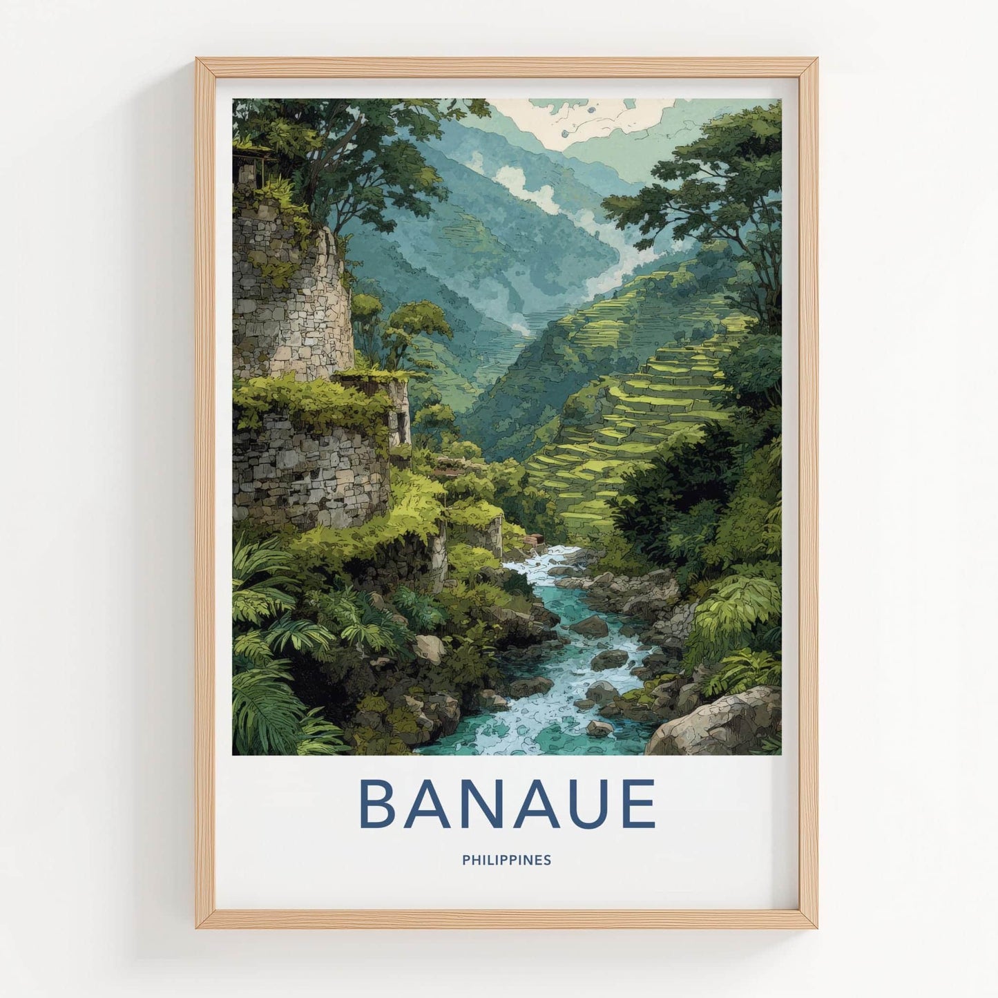 Banaue Poster - Philippines Travel Art - Terraced River Valley Home Decor