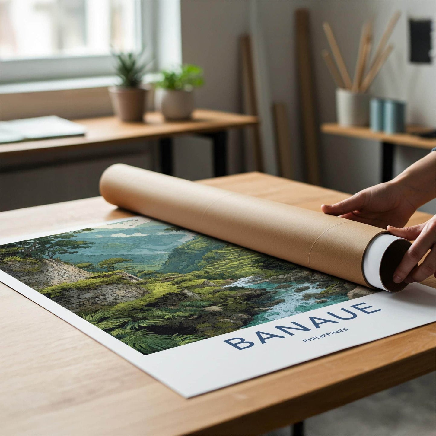 Banaue Poster - Philippines Travel Art - Terraced River Valley Home Decor