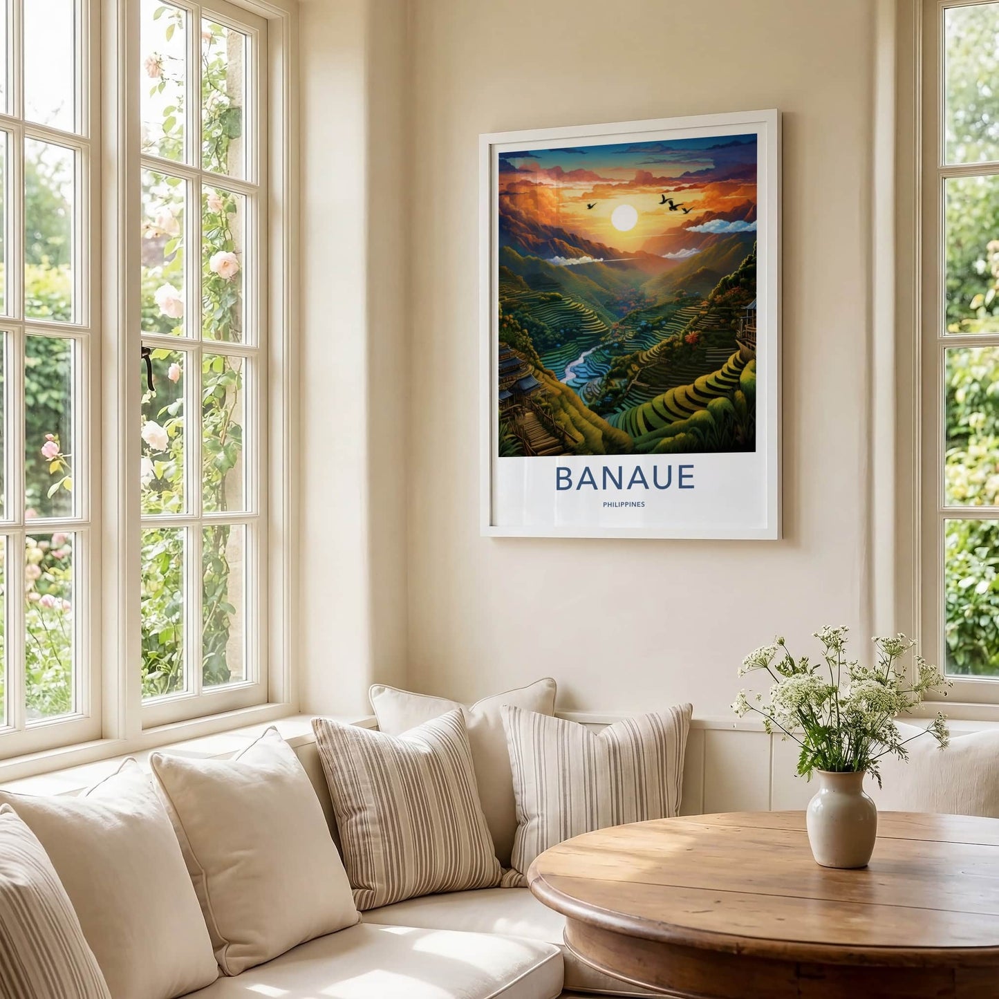 Banaue Poster - Philippines Travel Art - Vibrant Valley Sunset Home Decor
