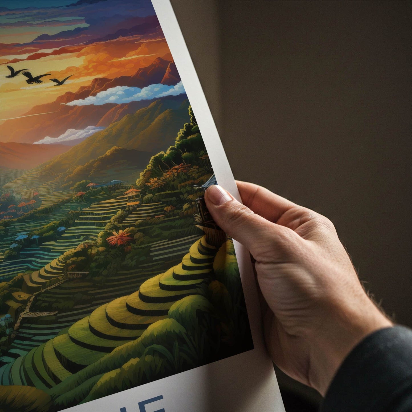 Banaue Poster - Philippines Travel Art - Vibrant Valley Sunset Home Decor