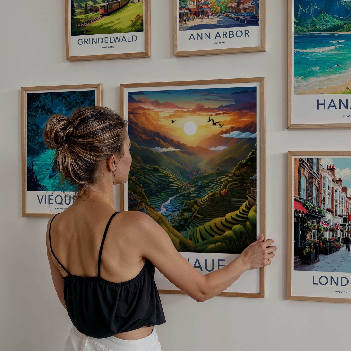 Banaue Poster - Philippines Travel Art - Vibrant Valley Sunset Home Decor