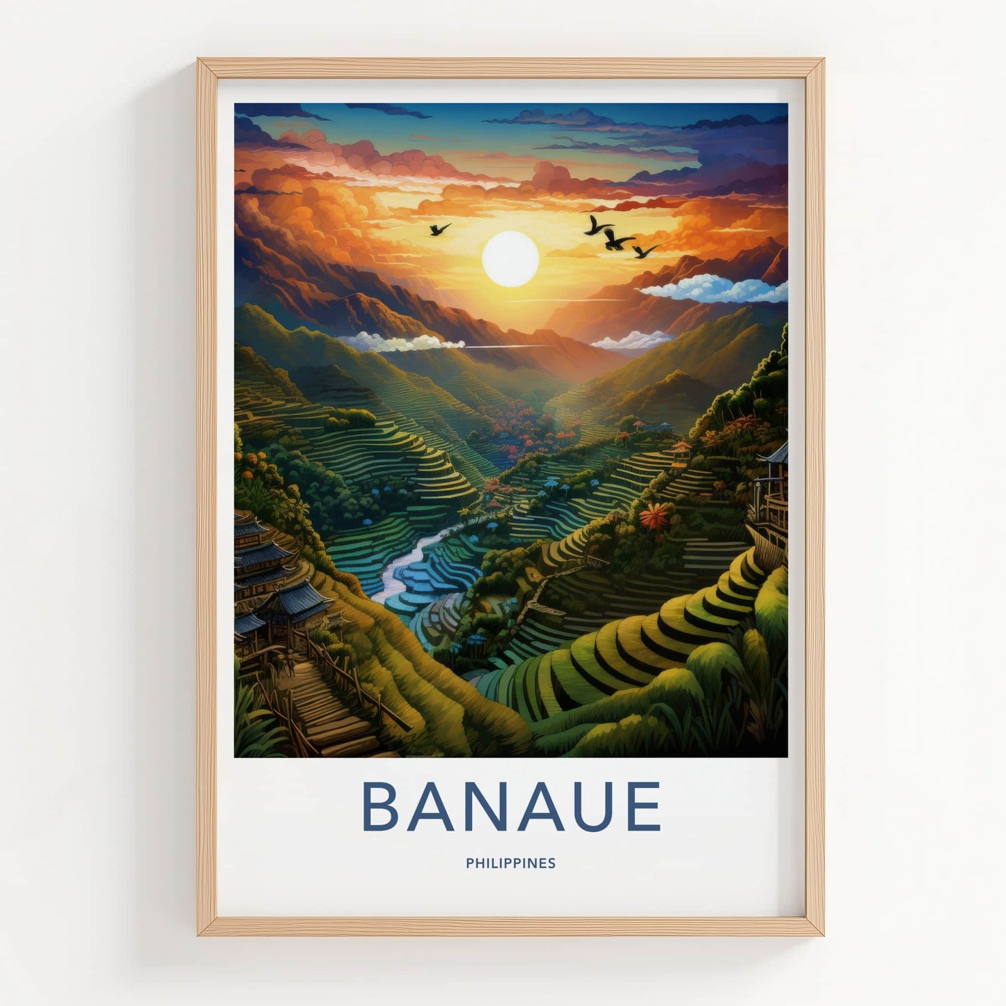 Banaue Poster - Philippines Travel Art - Vibrant Valley Sunset Home Decor