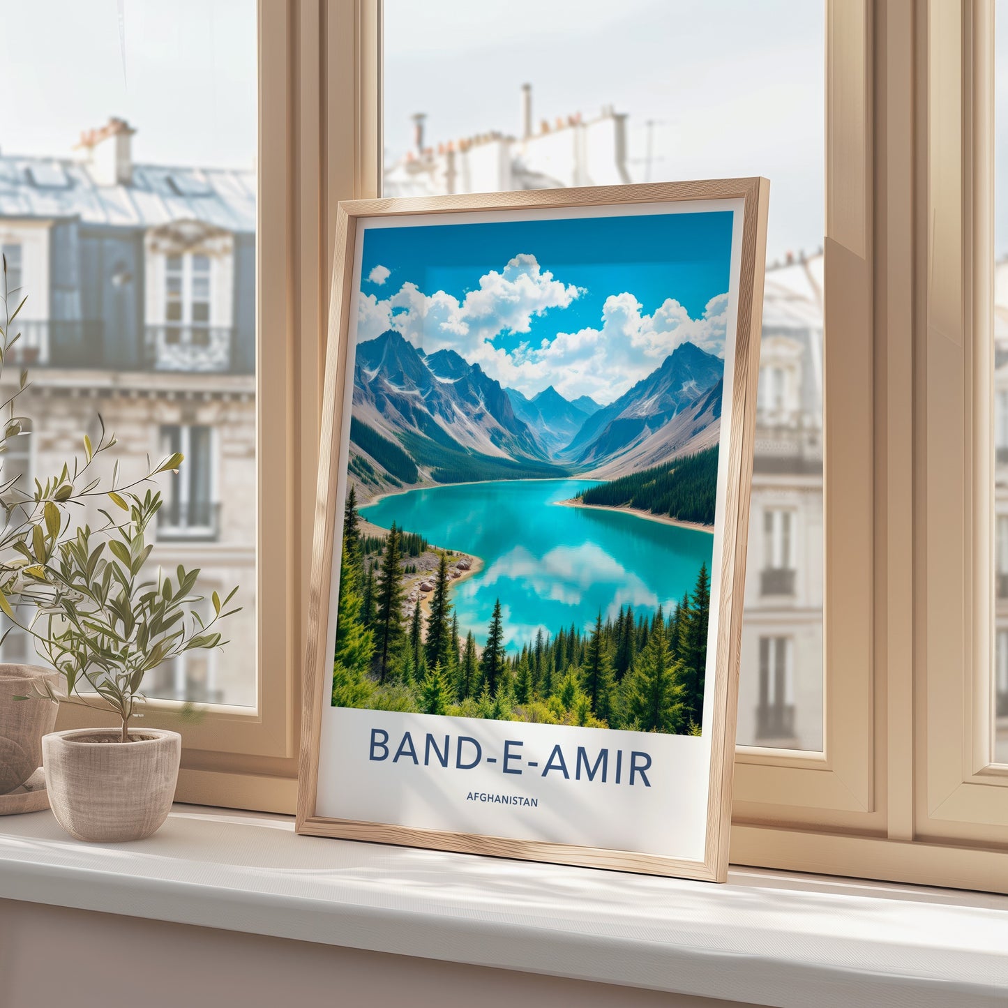 Band-e-Amir Poster - Afghanistan Art Print - Turquoise Lake Mountains Gift