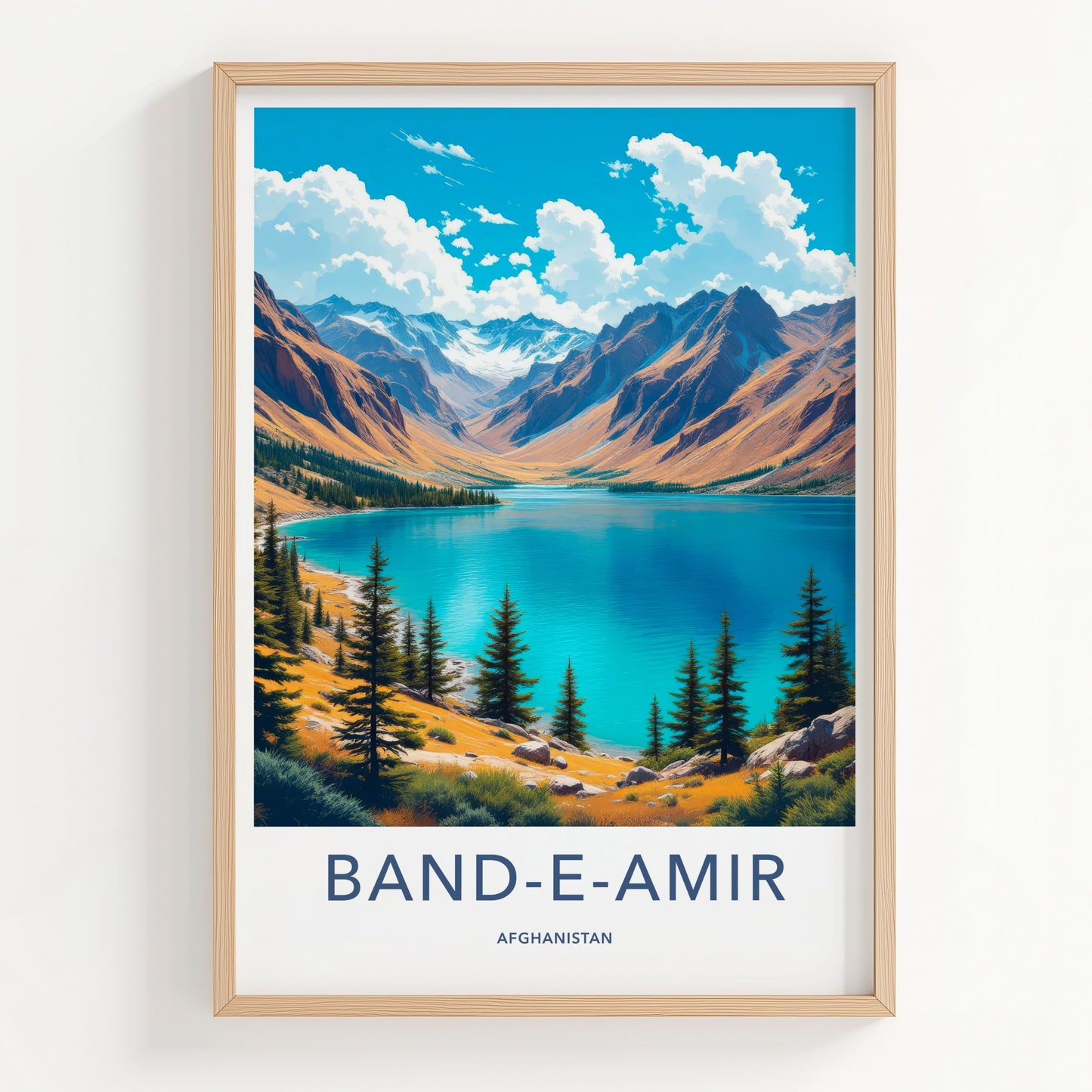 BAND-E-AMIR Poster - Afghanistan Travel Art - Stunning Mountain Lake Home Decor