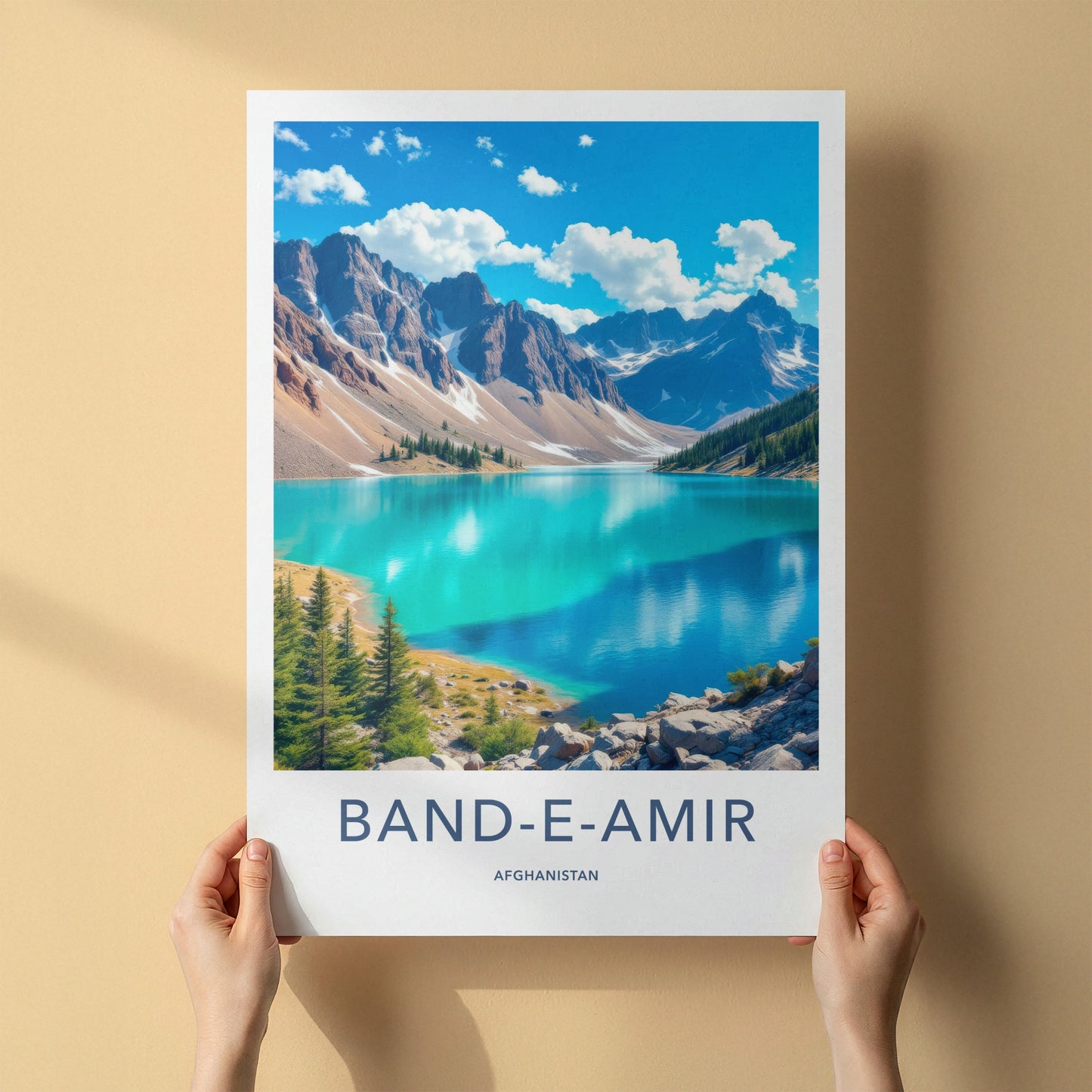 BAND-E-AMIR Poster - Afghanistan Wall Art - Turquoise Lake Mountains Home Decor
