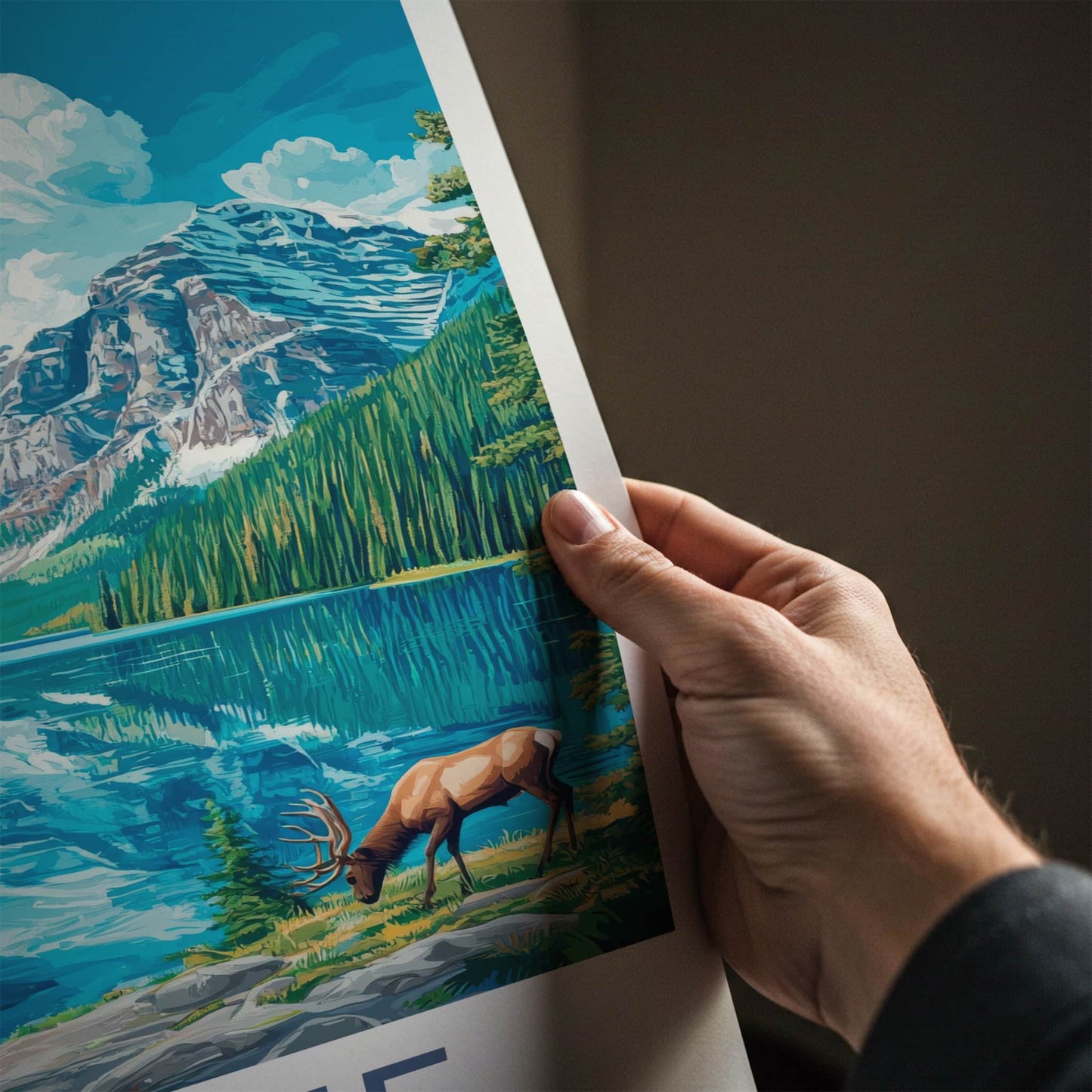 BANFF Poster - Canada Art Print - Wildlife Alpine Landscape Wall Decor