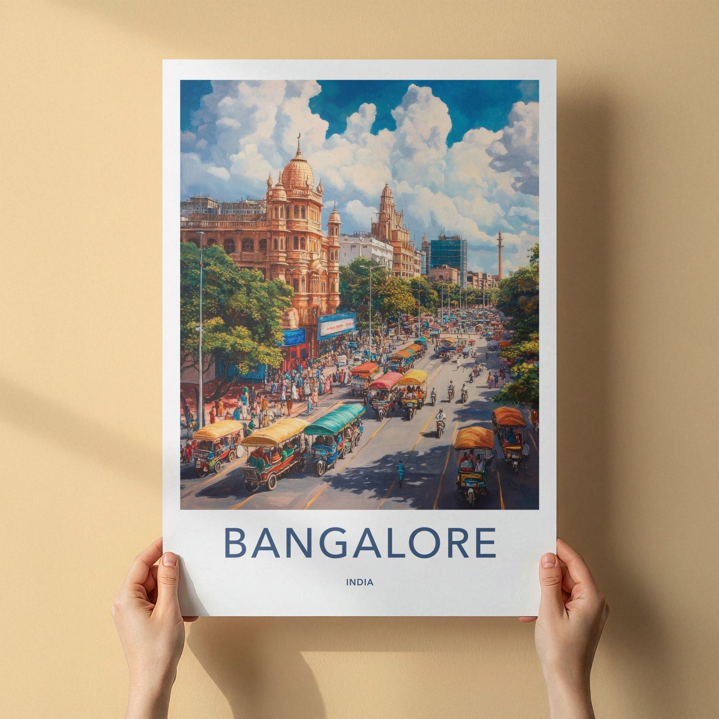 Bangalore Poster - India Art Print - Karnataka Busy Street Traffic Home Decor