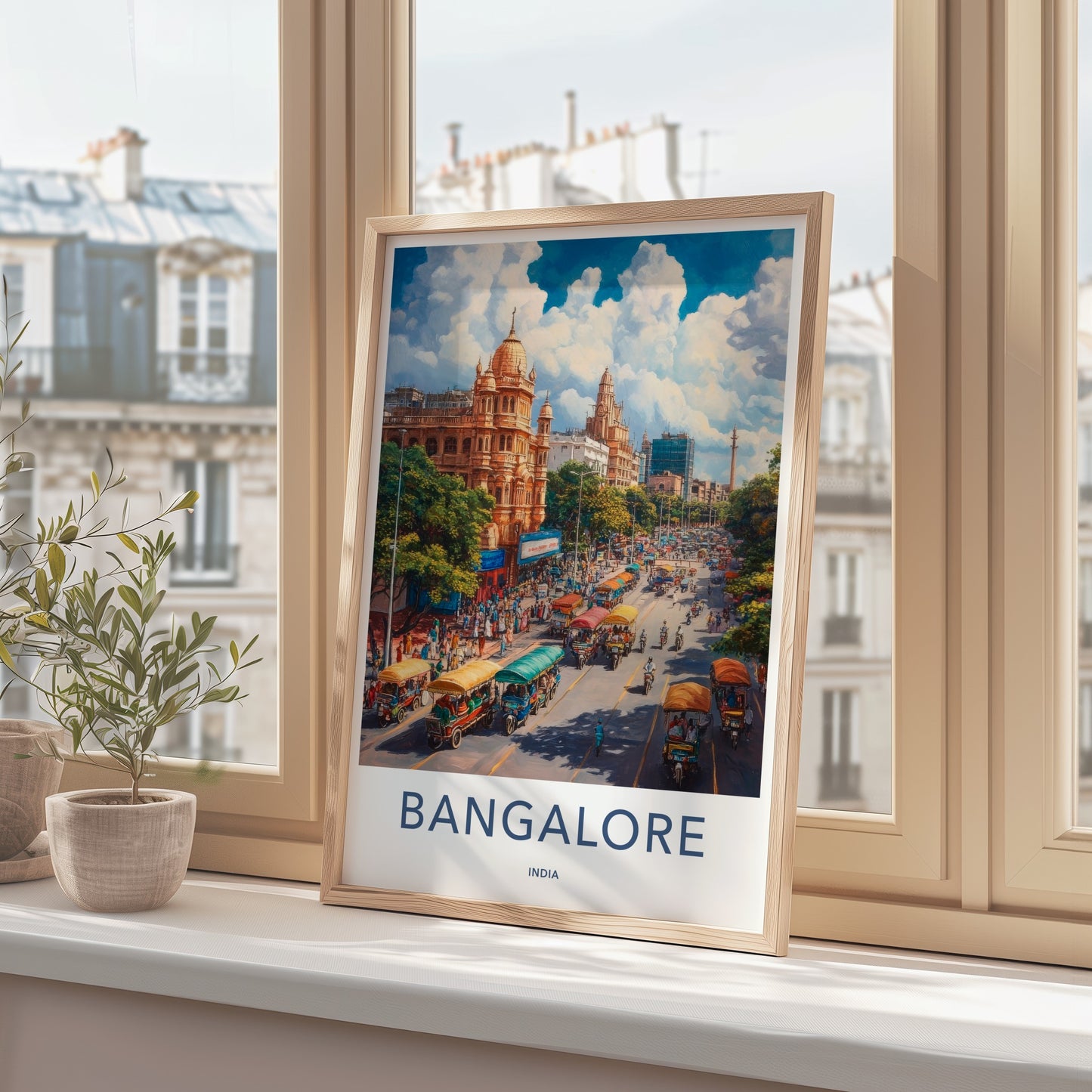Bangalore Poster - India Art Print - Karnataka Busy Street Traffic Home Decor