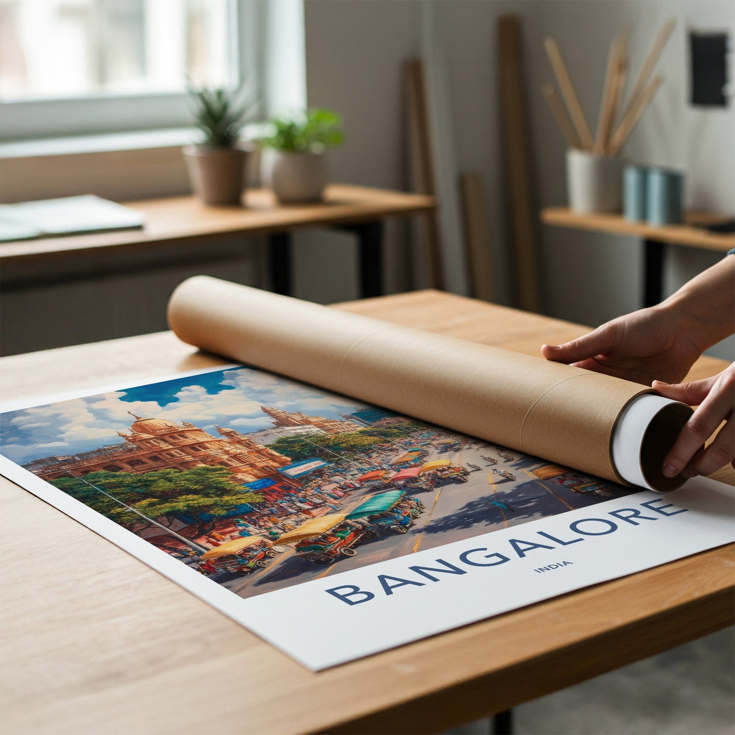 Bangalore Poster - India Art Print - Karnataka Busy Street Traffic Home Decor
