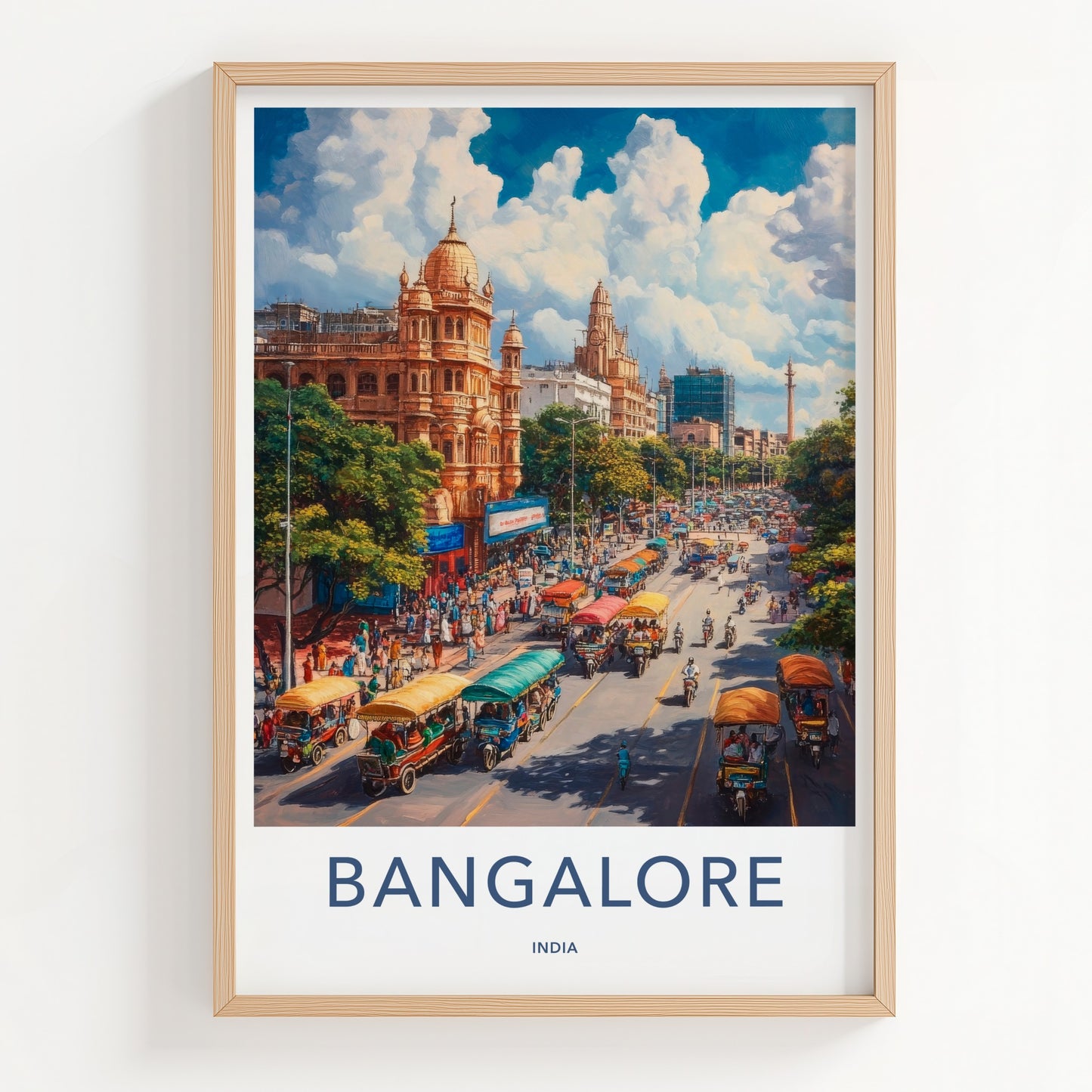 Bangalore Poster - India Art Print - Karnataka Busy Street Traffic Home Decor