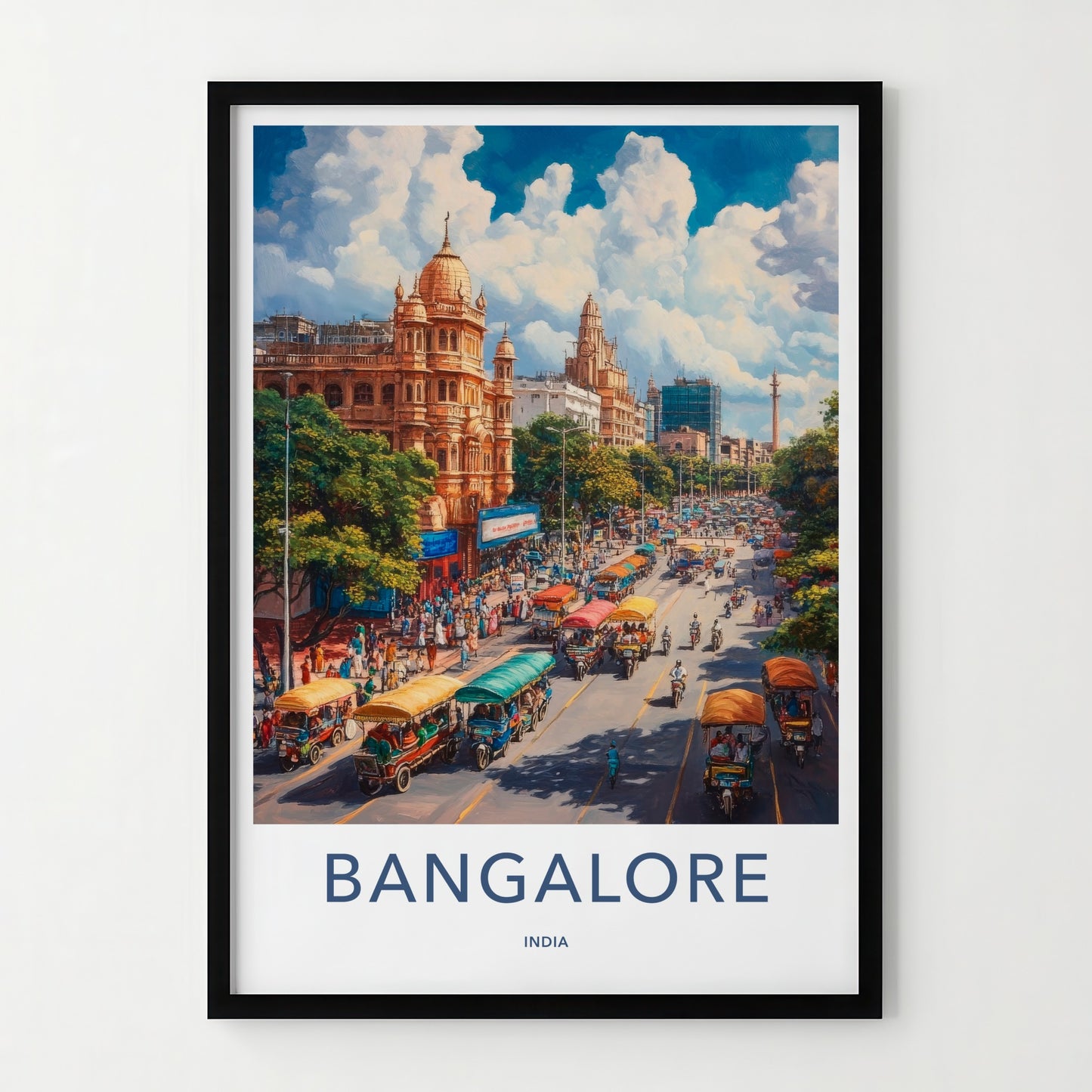 Bangalore Poster - India Art Print - Karnataka Busy Street Traffic Home Decor
