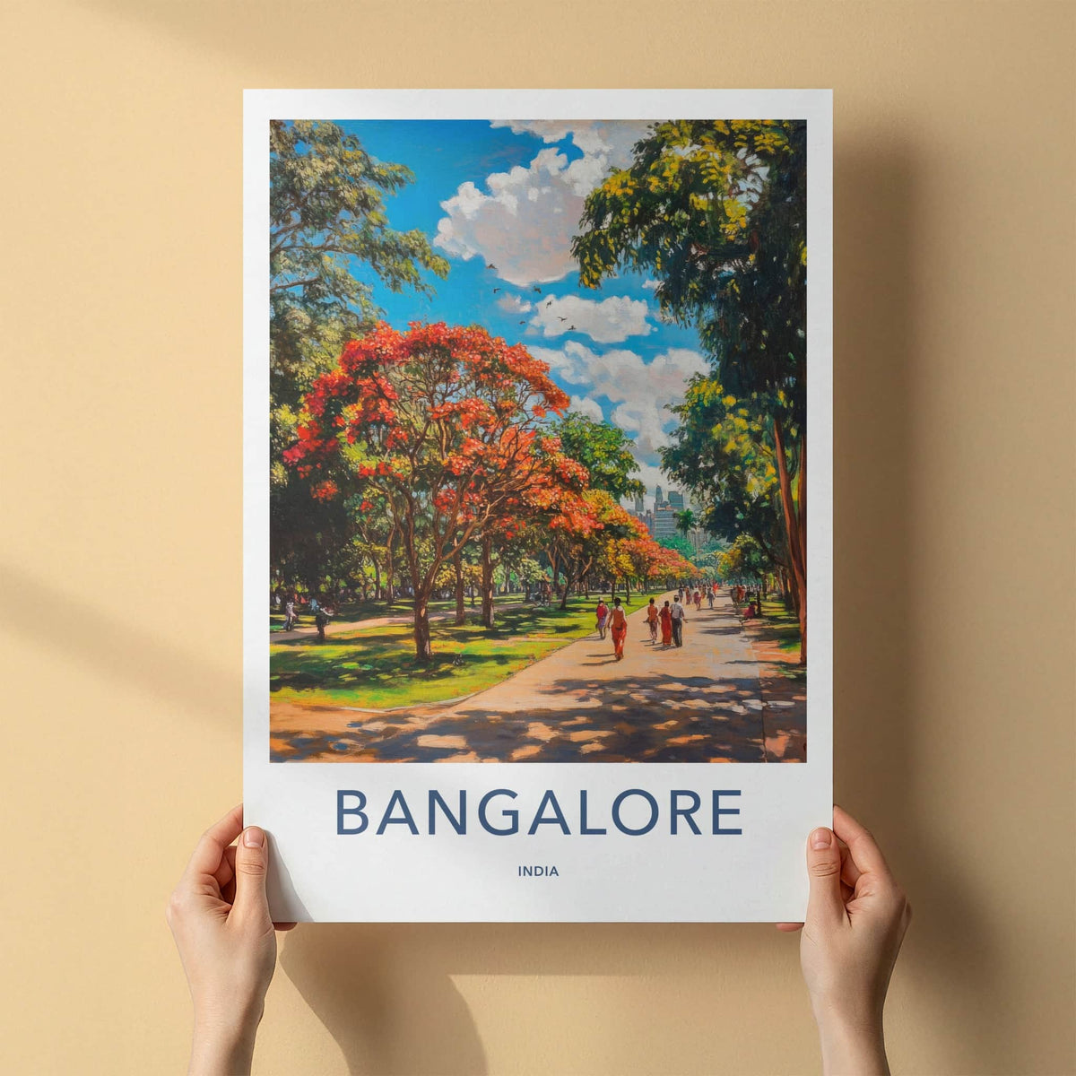 Bangalore Poster - India Travel Art - Karnataka Blossoming Garden Path Home Decor