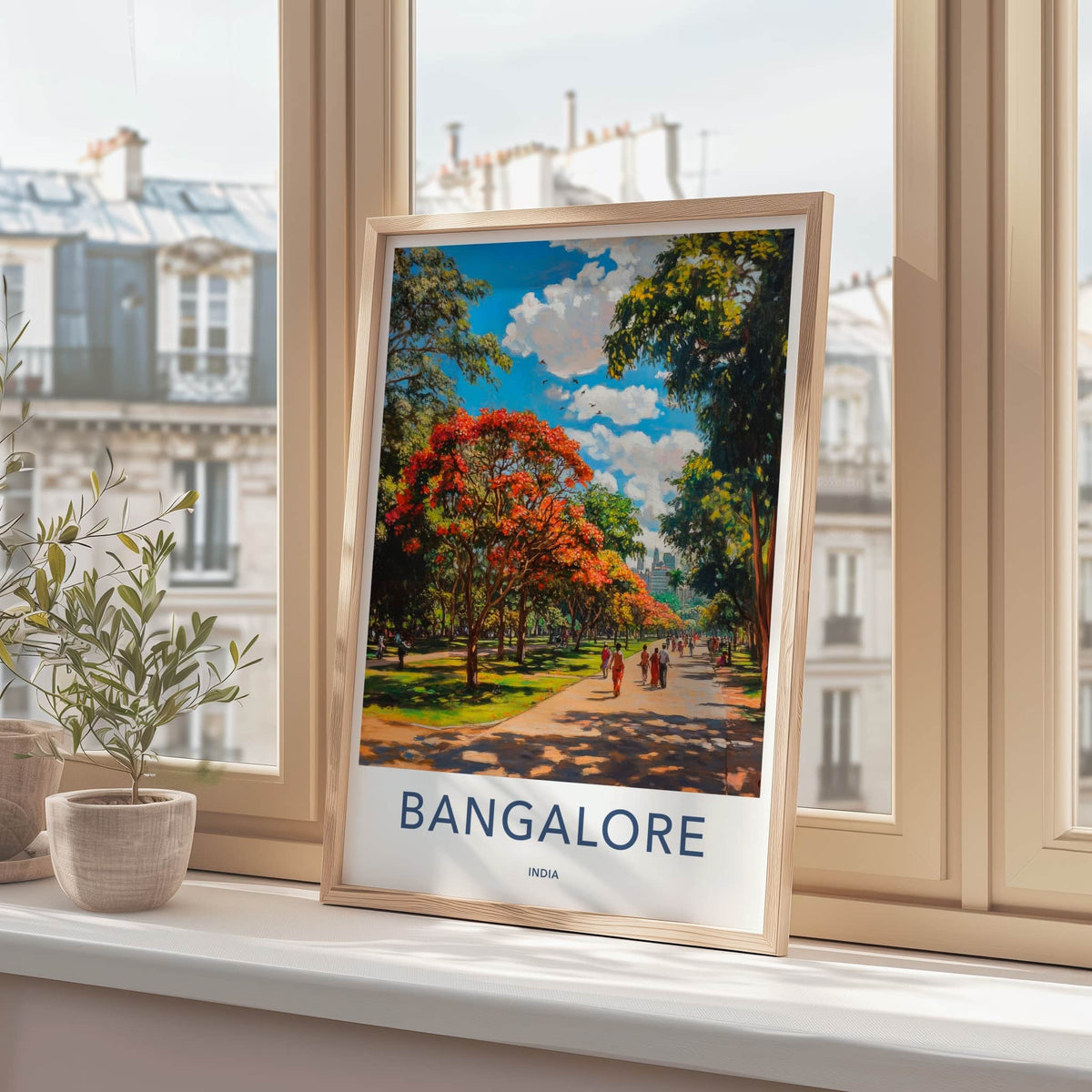 Bangalore Poster - India Travel Art - Karnataka Blossoming Garden Path Home Decor