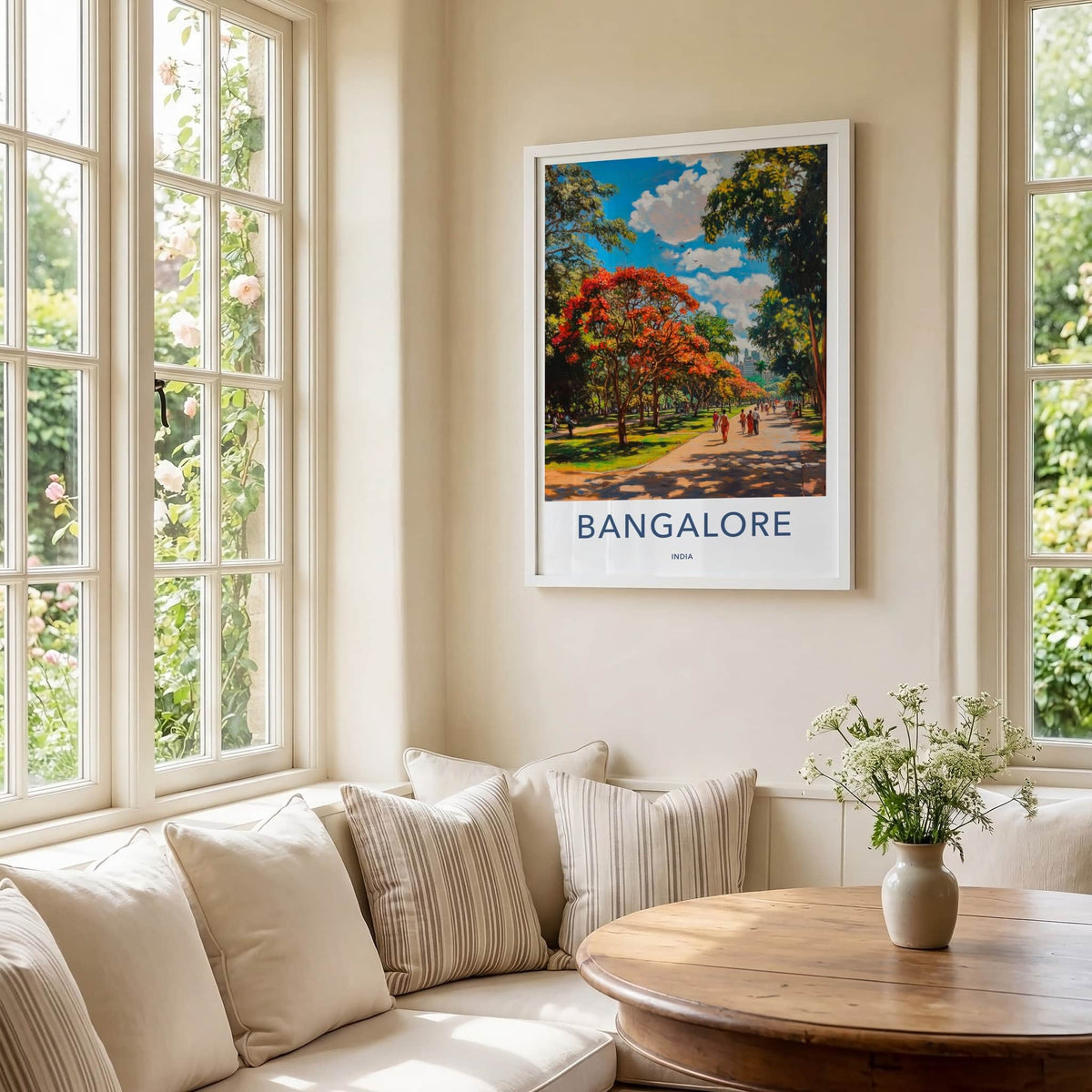 Bangalore Poster - India Travel Art - Karnataka Blossoming Garden Path Home Decor