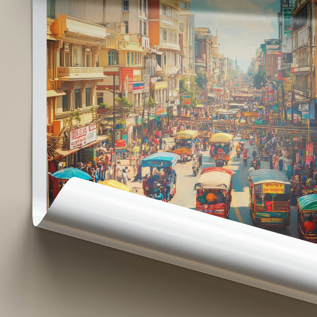 Bangalore Poster - India Travel Art - Karnataka Bustling Cityscape Street Home Decor