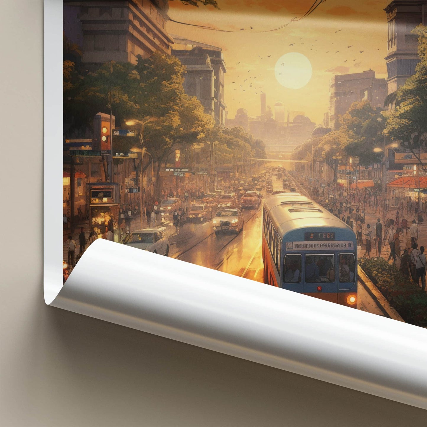 Bangalore Poster - India Travel Art - Karnataka Golden Sunset City Home Decor