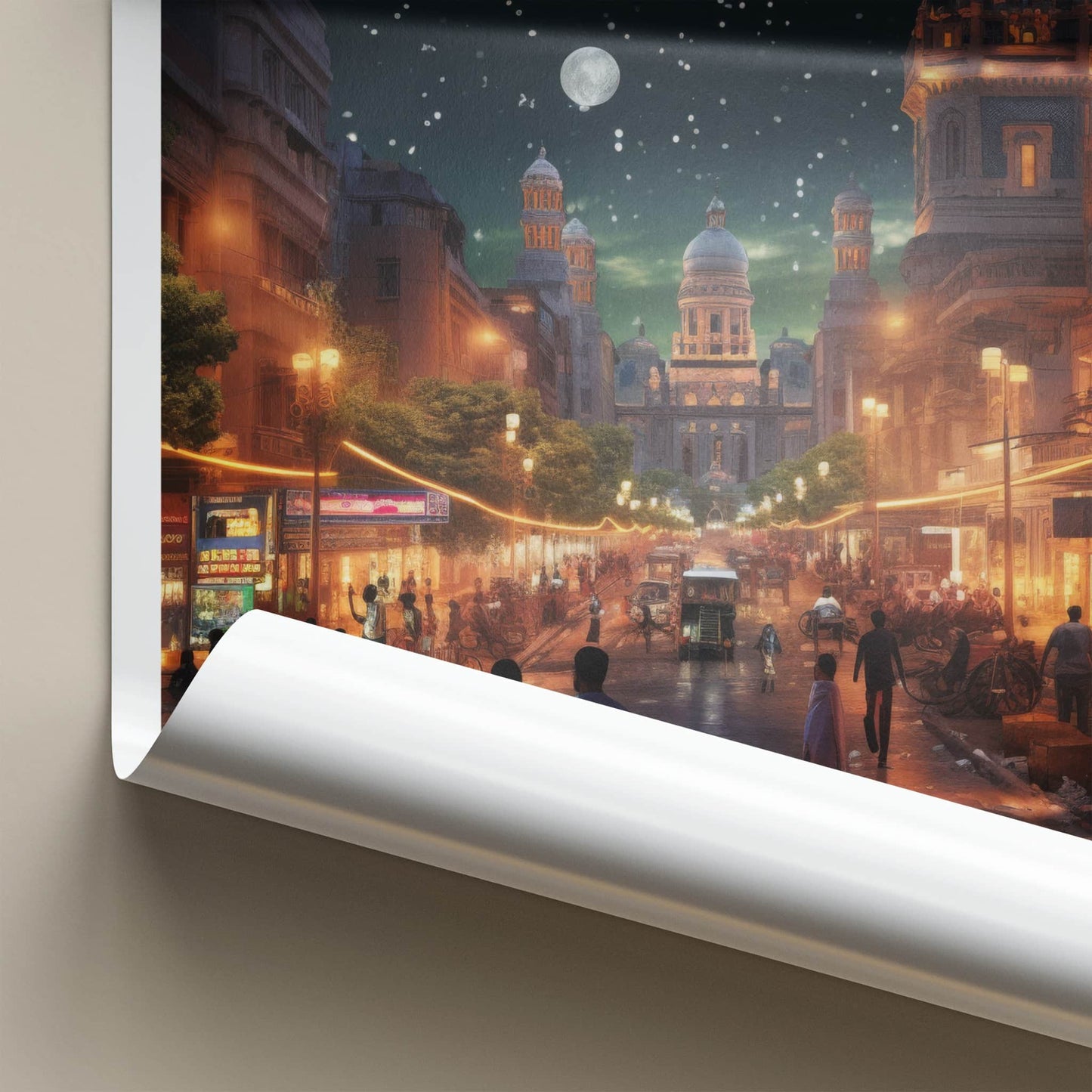 Bangalore Poster - India Travel Art - Karnataka Night Scene Home Decor