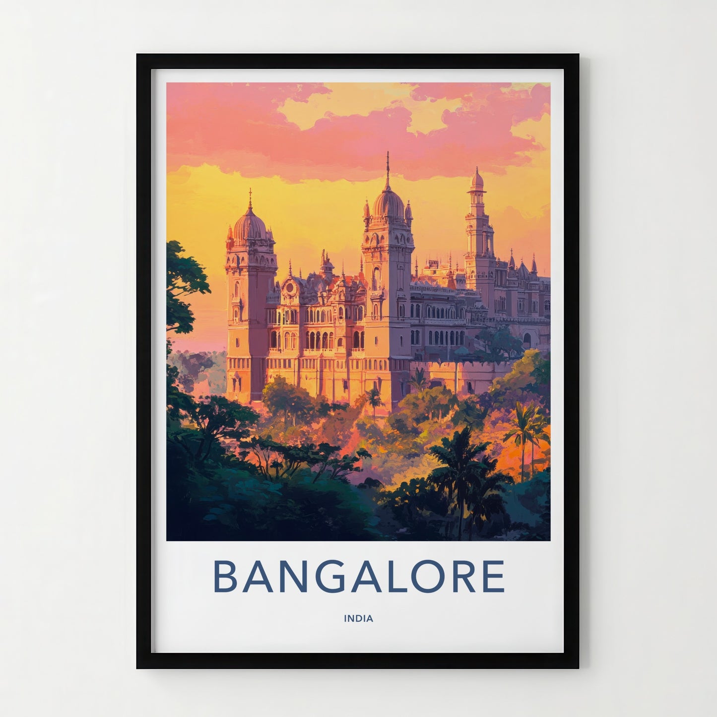 Bangalore Poster - India Travel Art - Karnataka Palace Sunset Home Decor