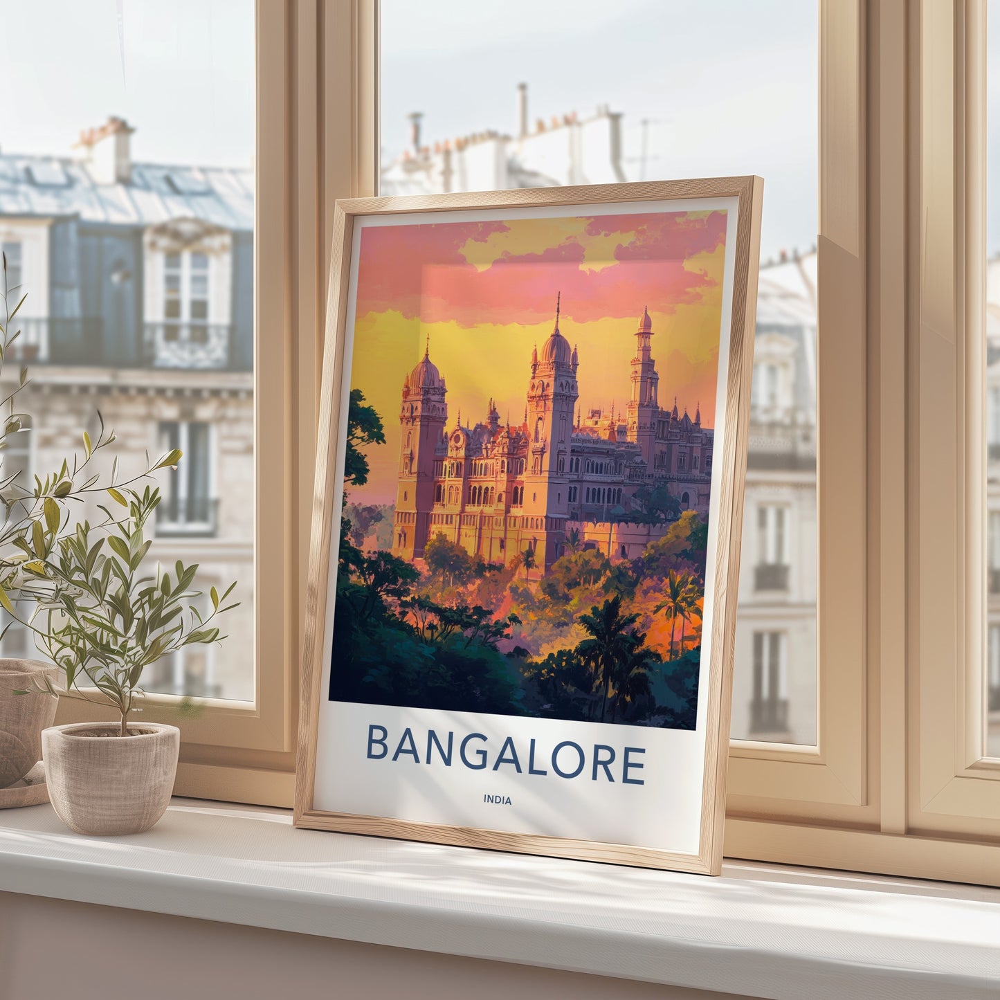 Bangalore Poster - India Travel Art - Karnataka Palace Sunset Home Decor