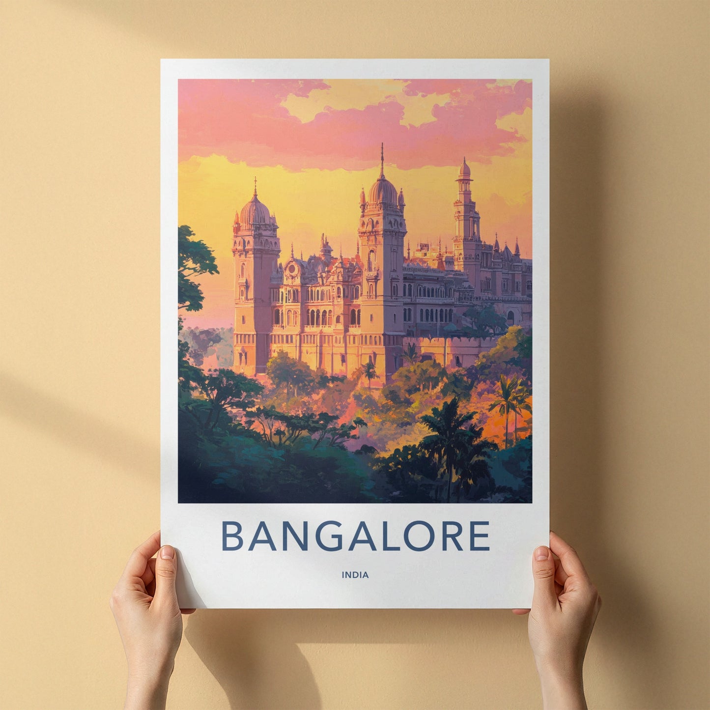 Bangalore Poster - India Travel Art - Karnataka Palace Sunset Home Decor