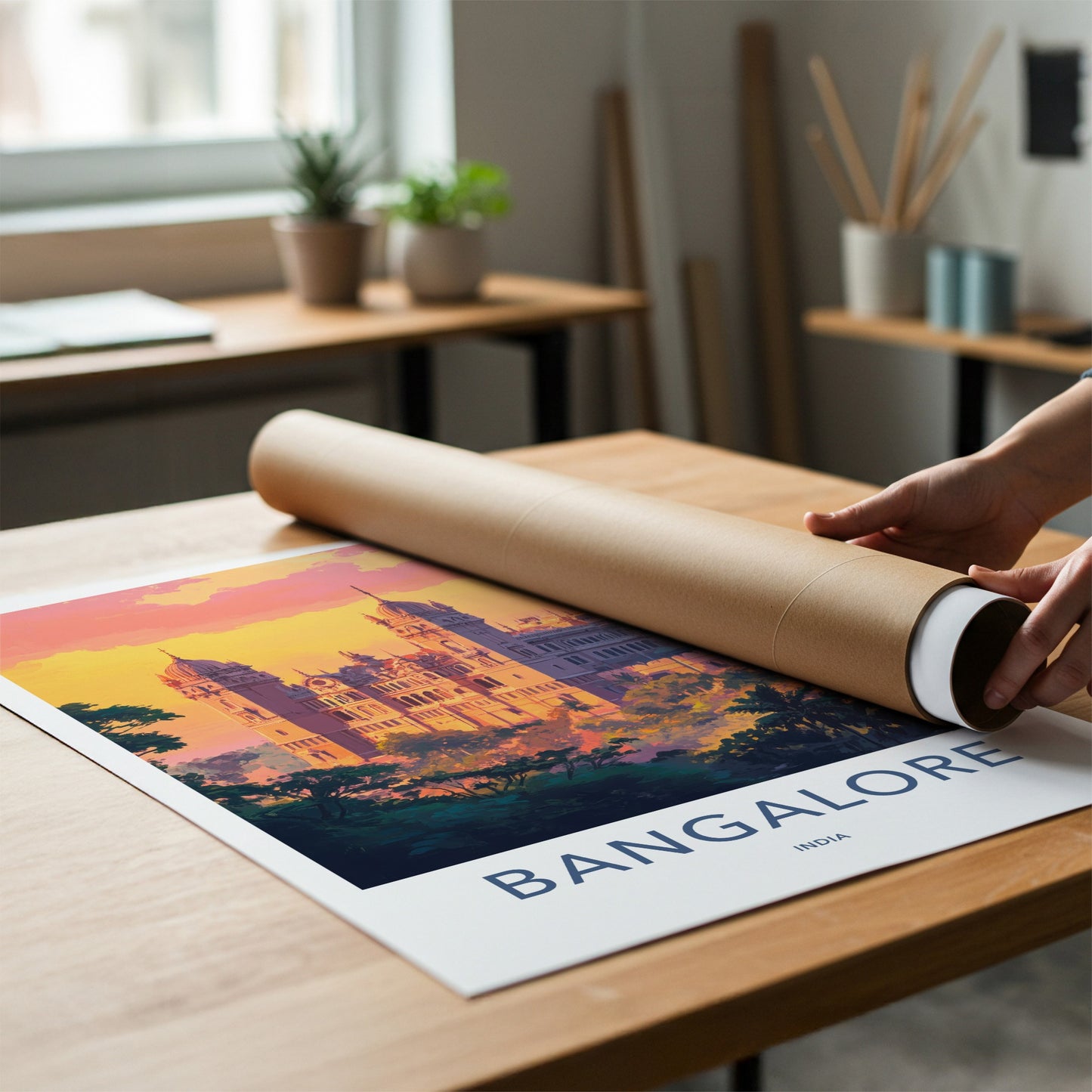 Bangalore Poster - India Travel Art - Karnataka Palace Sunset Home Decor