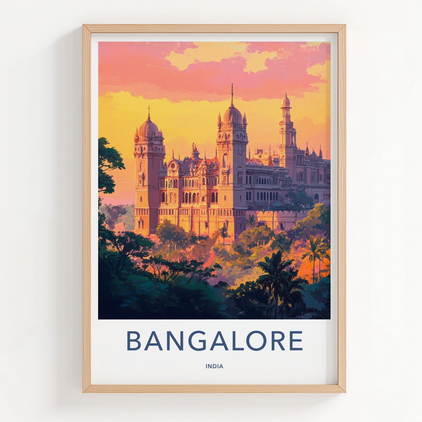 Bangalore Poster - India Travel Art - Karnataka Palace Sunset Home Decor