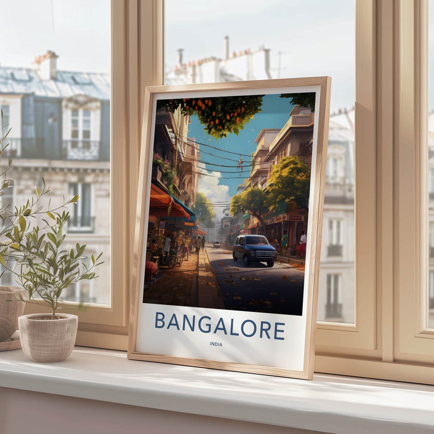 Bangalore Poster - India Travel Art - Karnataka Vibrant City Street Home Decor