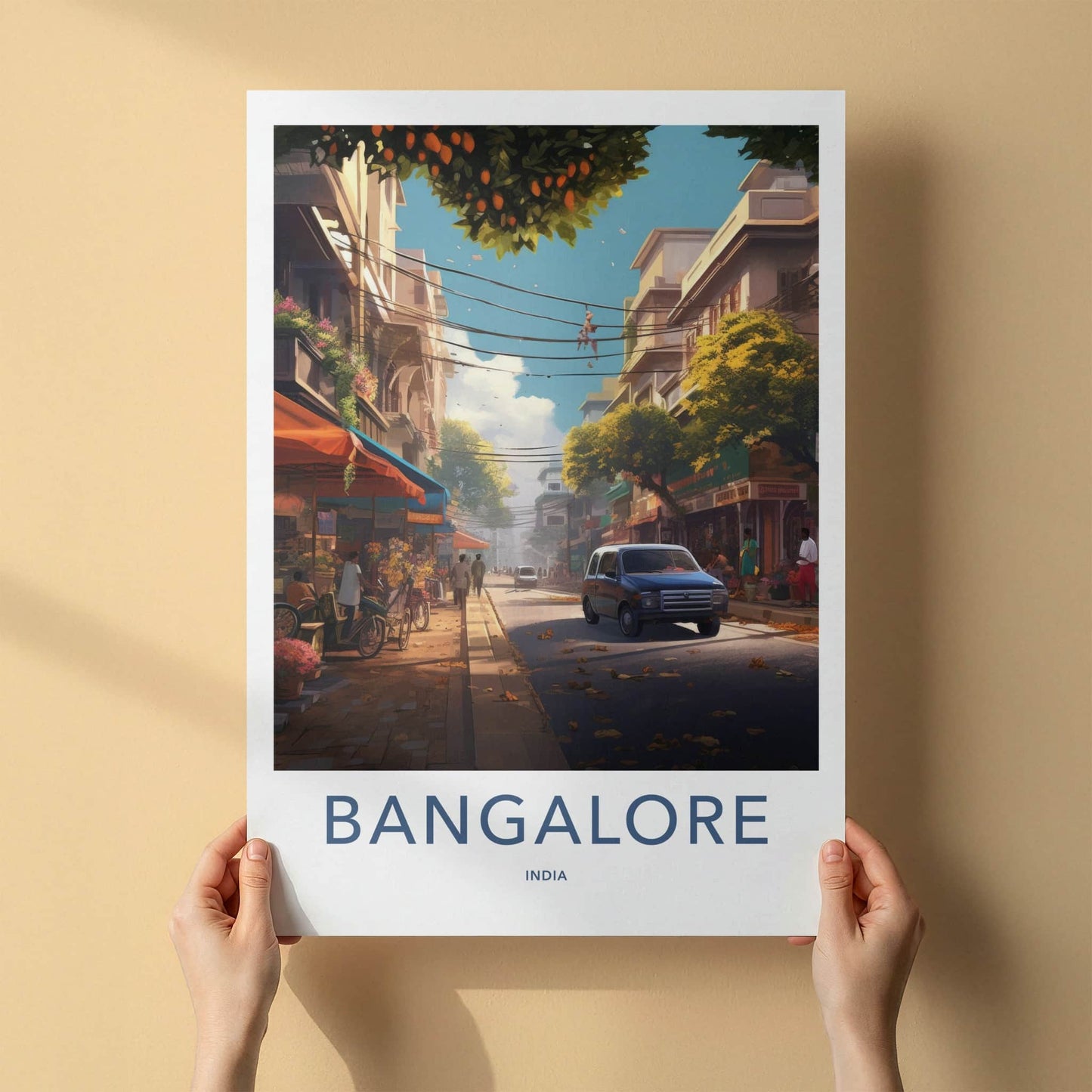 Bangalore Poster - India Travel Art - Karnataka Vibrant City Street Home Decor