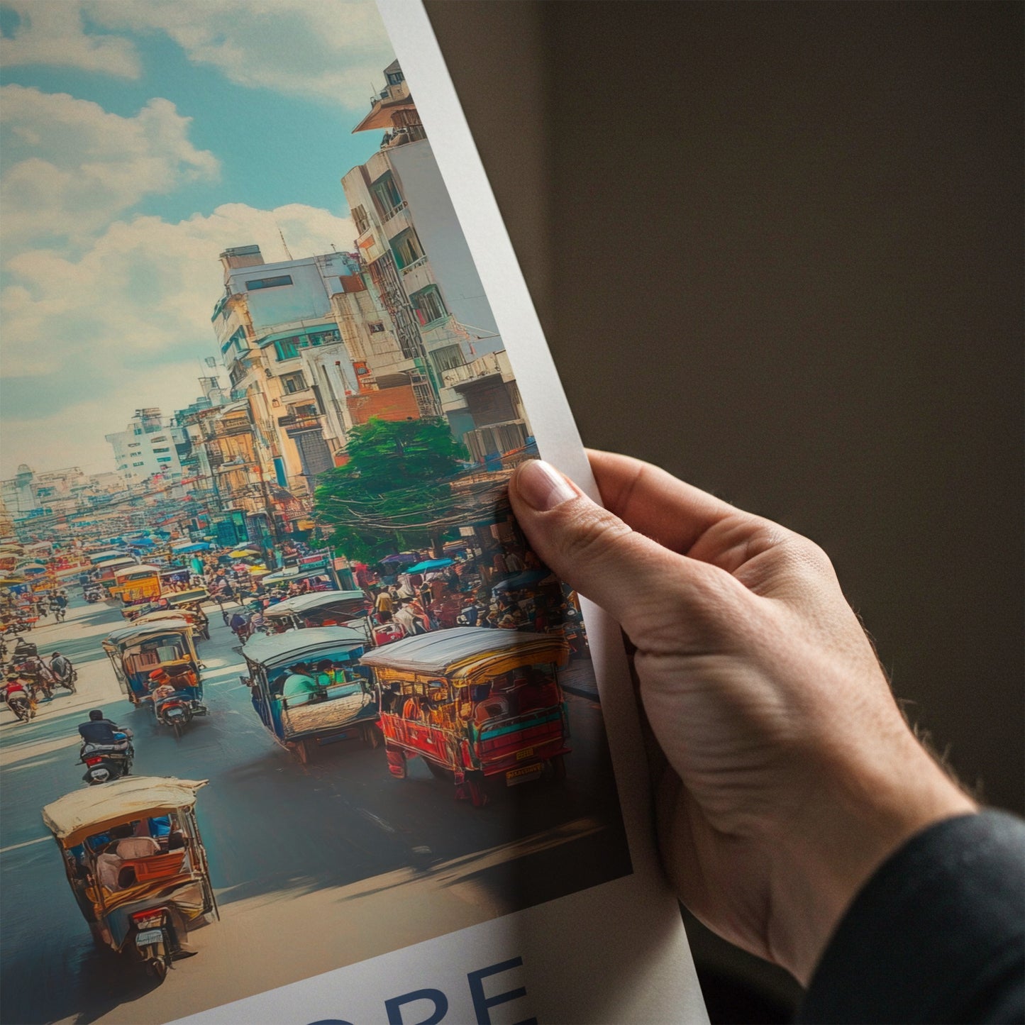 Bangalore Poster - India Travel Art - Karnataka Vibrant Street Scene Home Decor