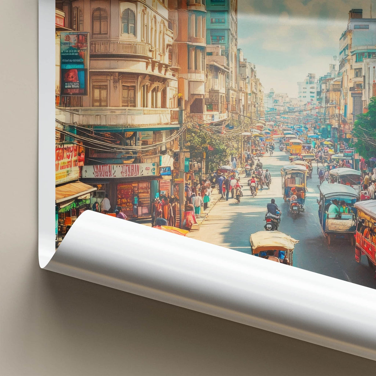 Bangalore Poster - India Travel Art - Karnataka Vibrant Street Scene Home Decor