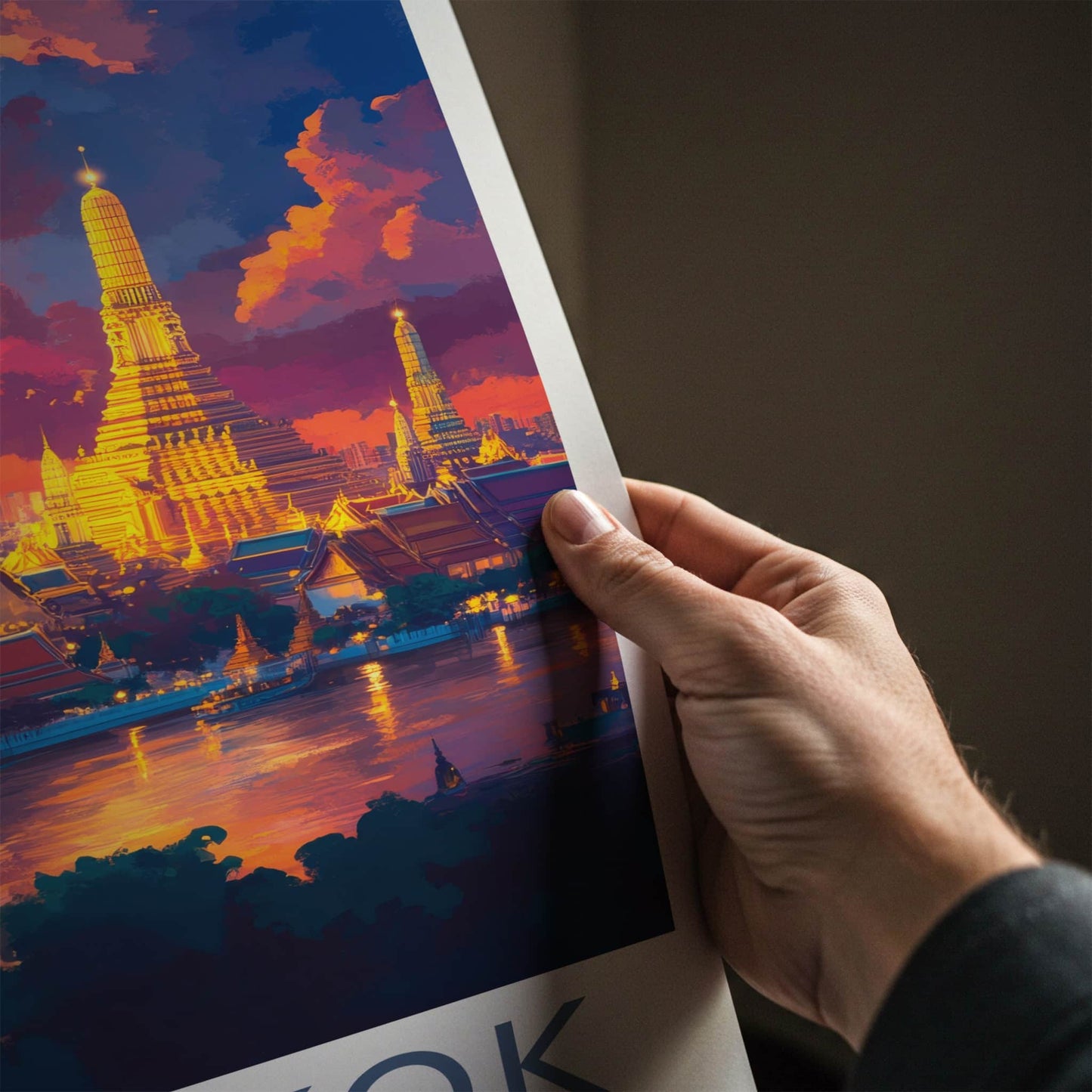 Bangkok Poster - Thailand Travel Art - Vibrant Temple Skyline Home Decor